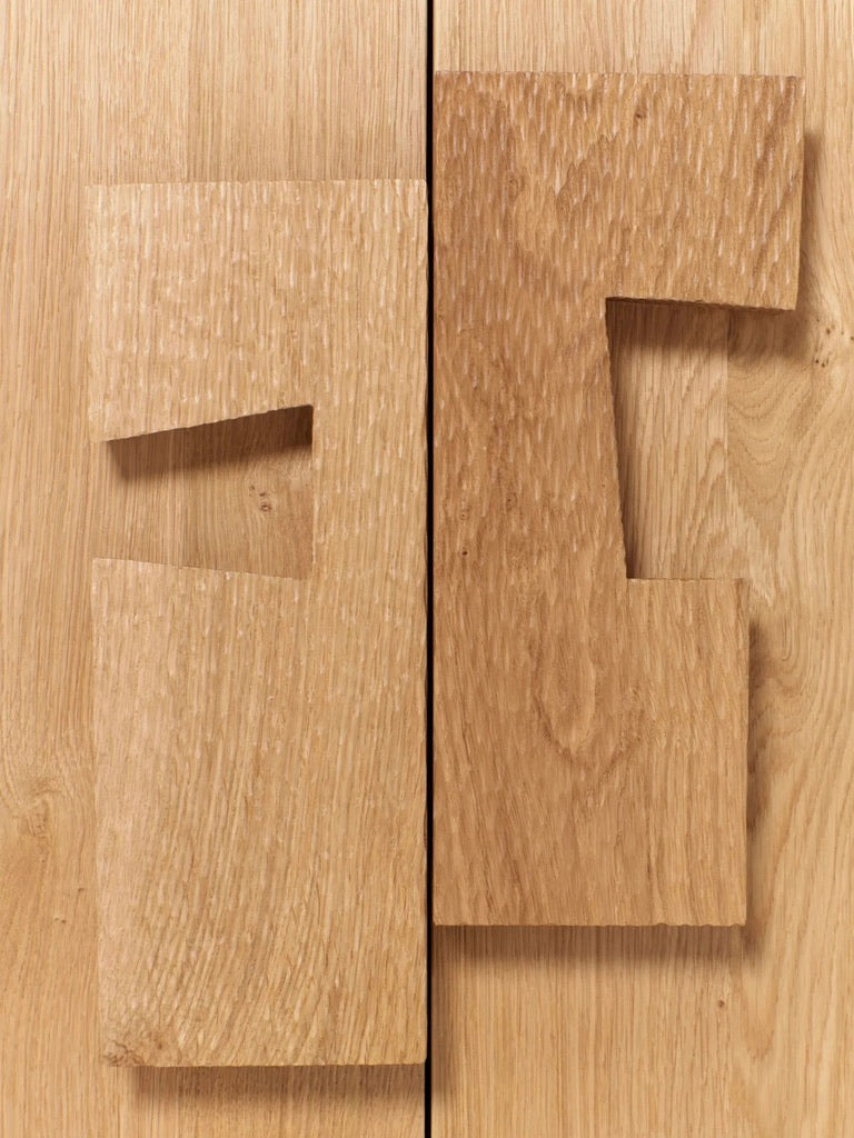 Douro Cabinet in Oak — top view of wooden door details