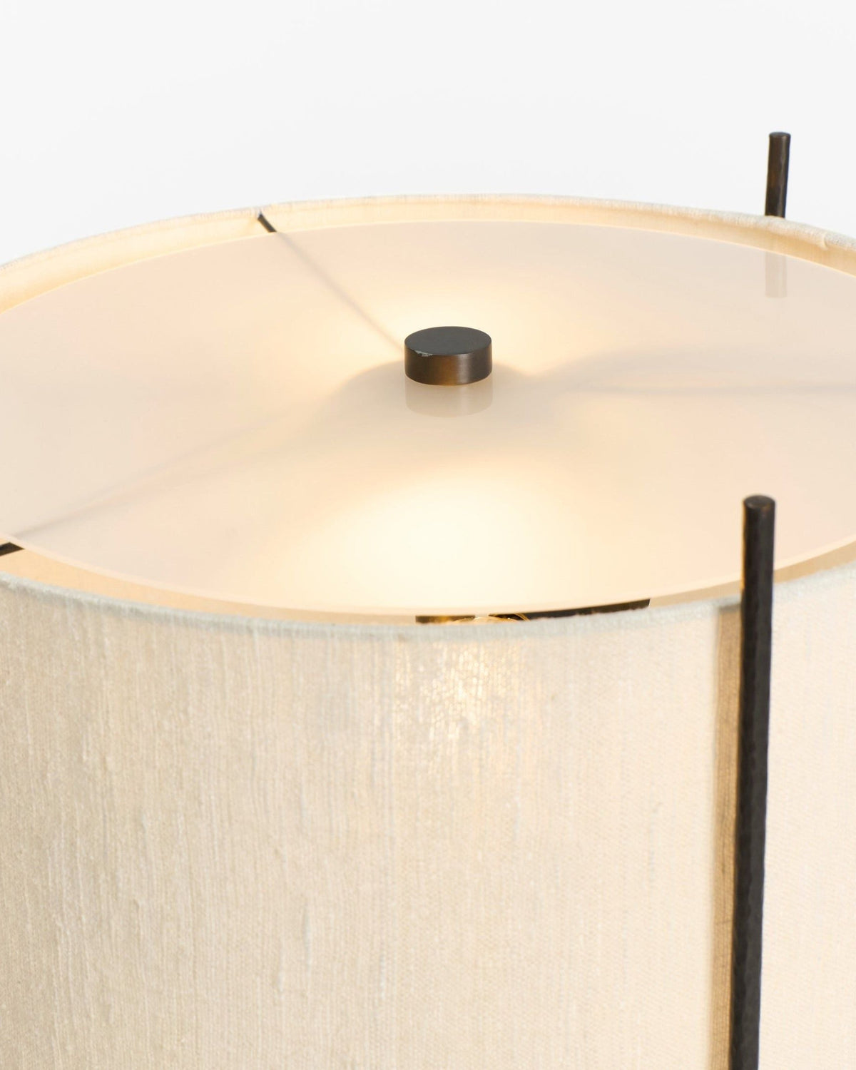 Amiga Floor Light — top view of fabric shade and metal base