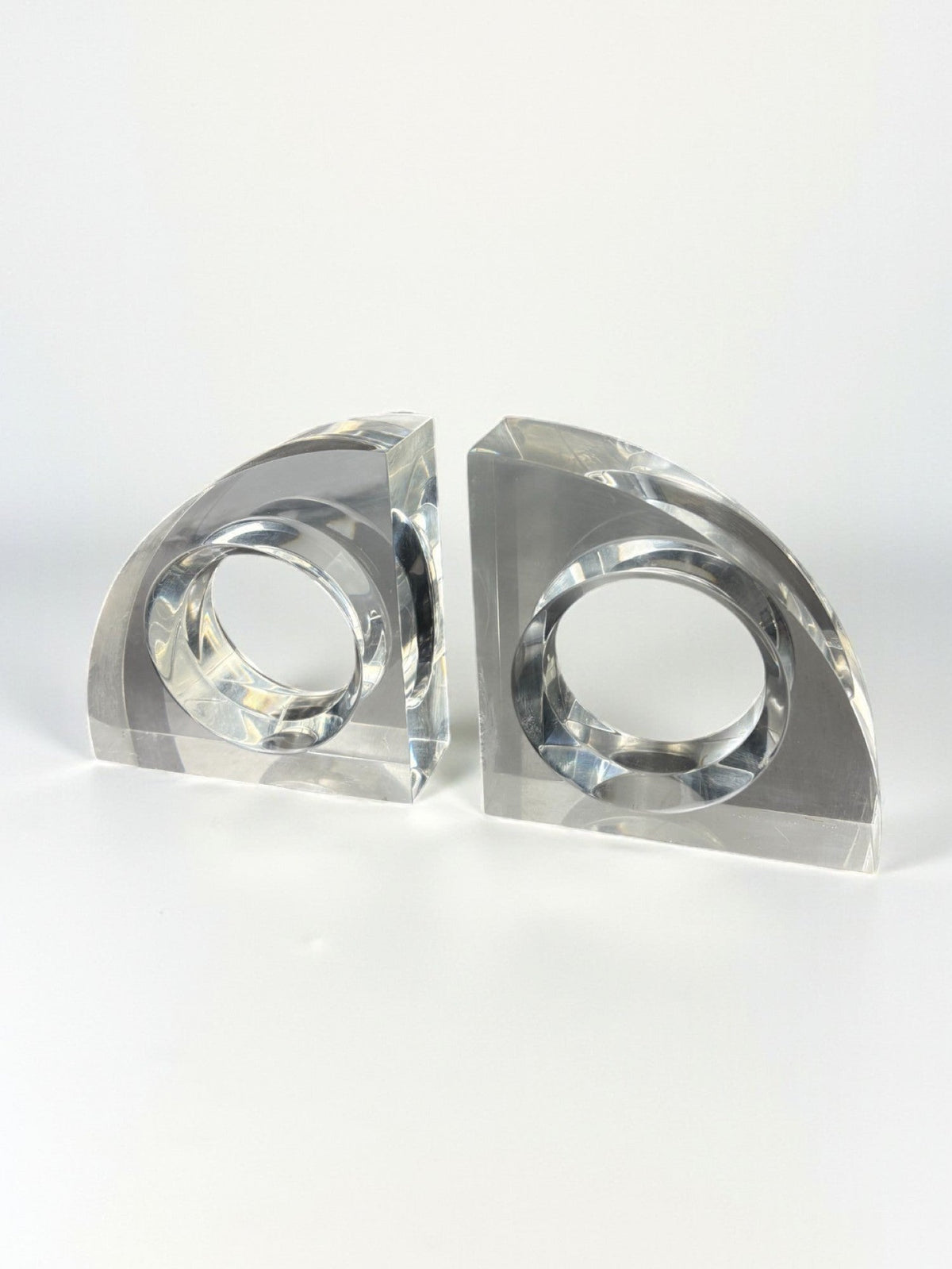 Felice Antonio Botta Lucite Bookends, Italy, 1970s — side angle