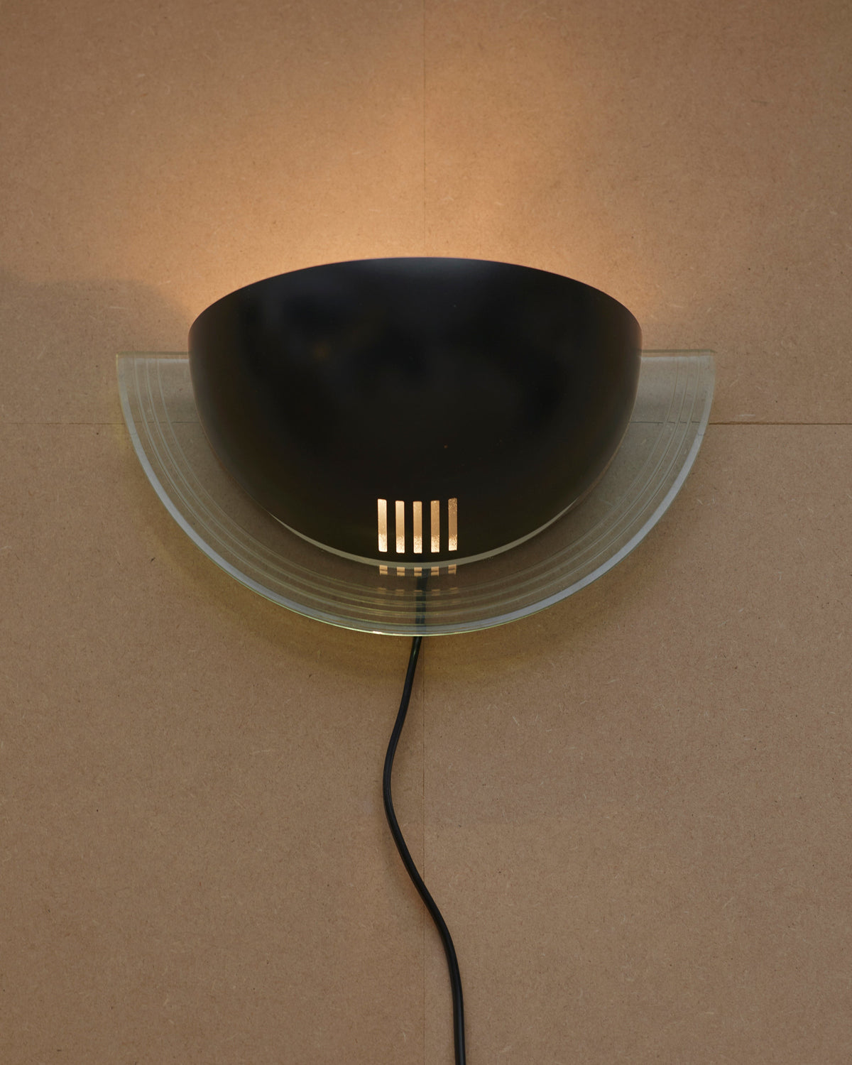 Set of 2 Vintage German Postmodern Wall Lights Circa 1980 by DIG IN JAPAN | The Oblist — black metal and glass design