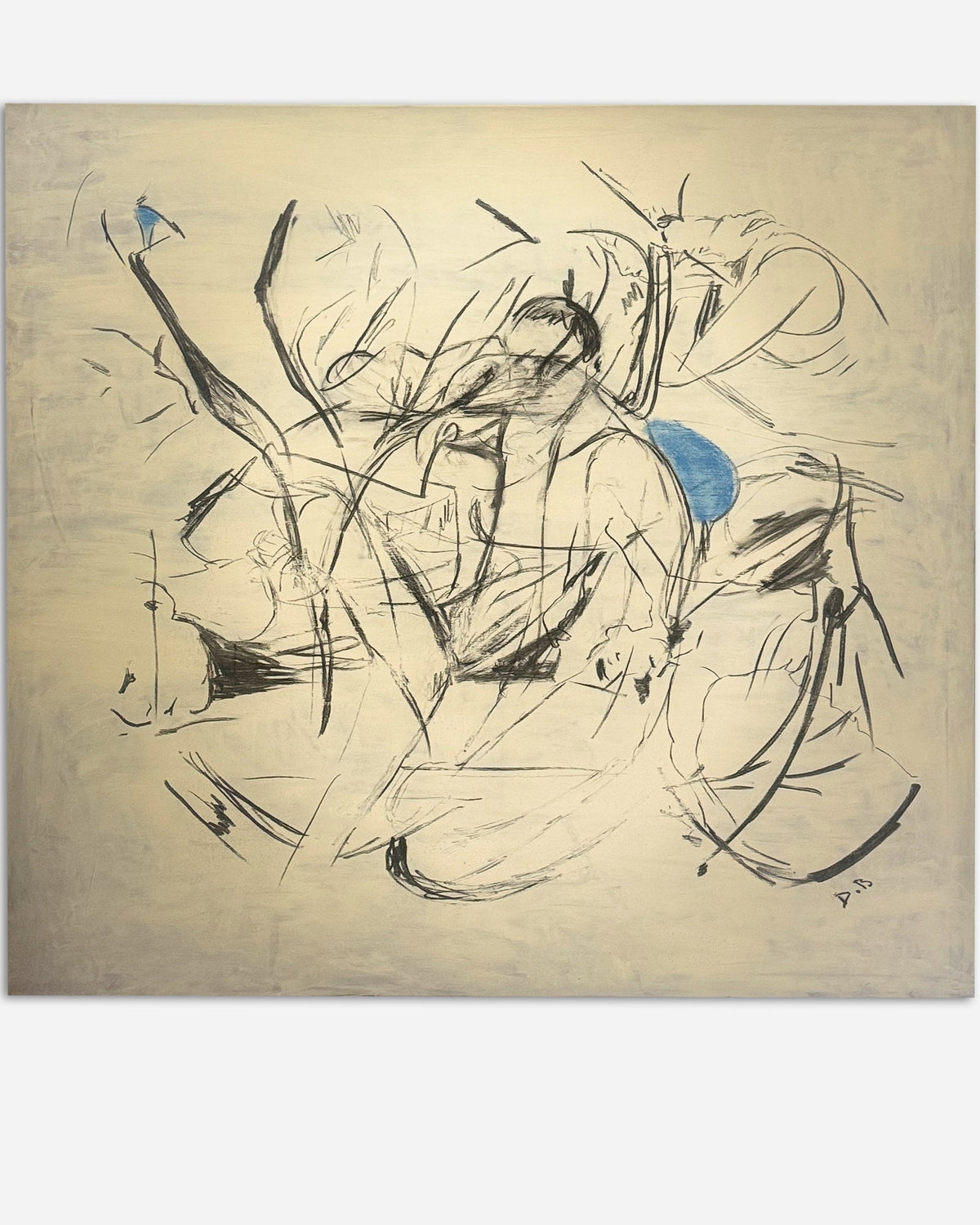 Blue Offset Painting by Dovile Bernotaite | The Oblist — contemporary abstract art, blue and black colors