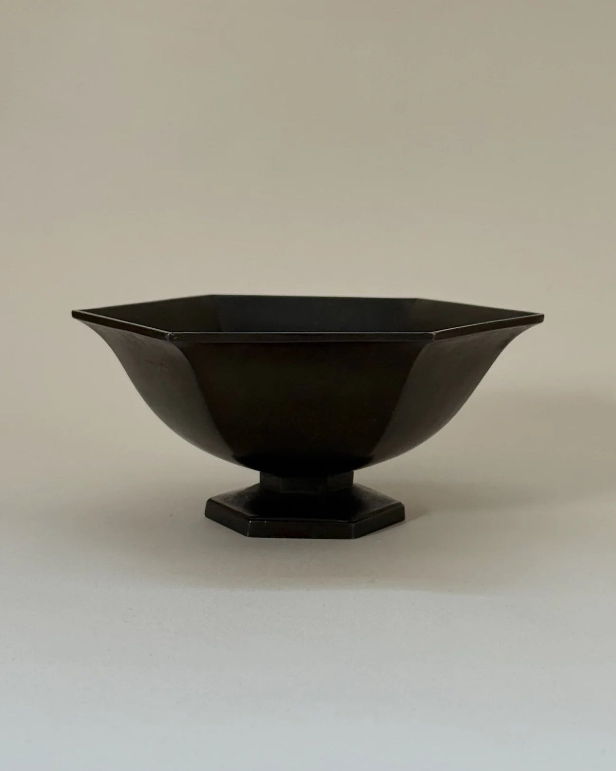 Hexagonal Just Andersen Bowl in Disko Metal by Galerie Storm | The Oblist — handcrafted black metal design