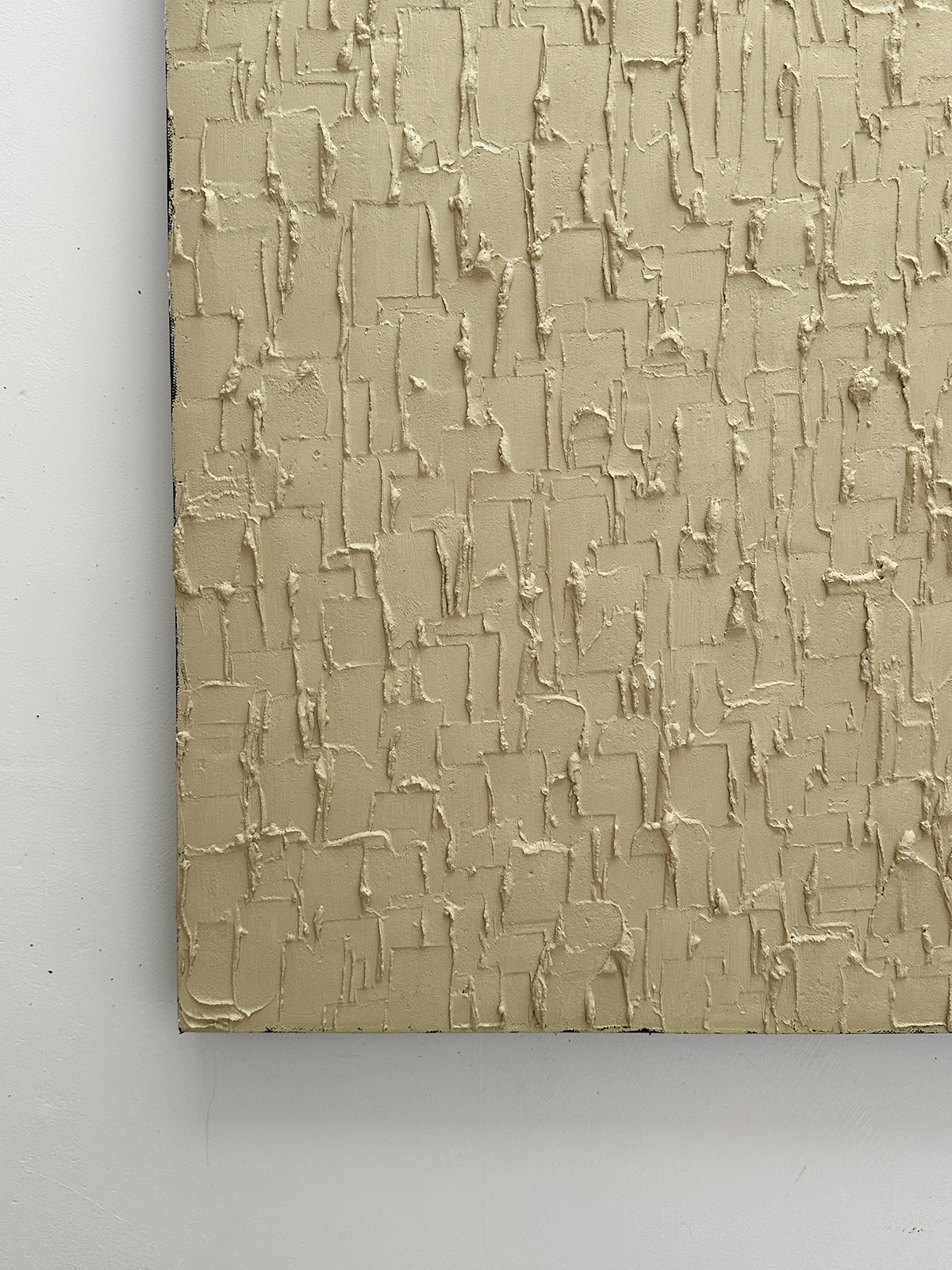 Heavy textured buff titanium painting with thick impasto brushstrokes