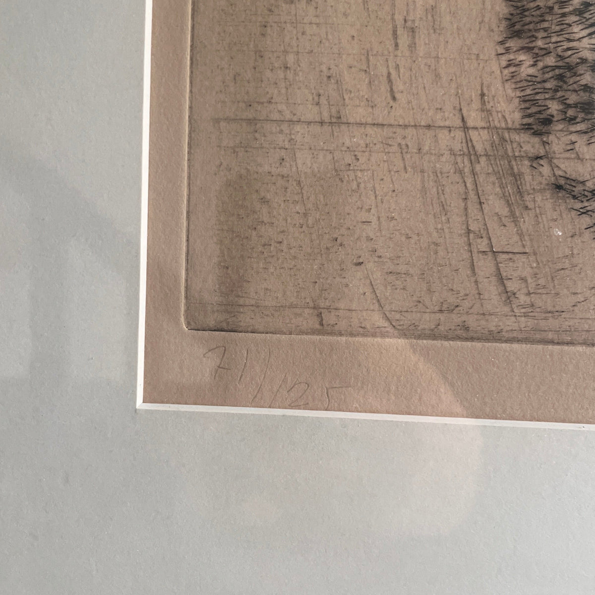 Swedish Lithograph by Ulf Trotzig — top view of textured paper detail