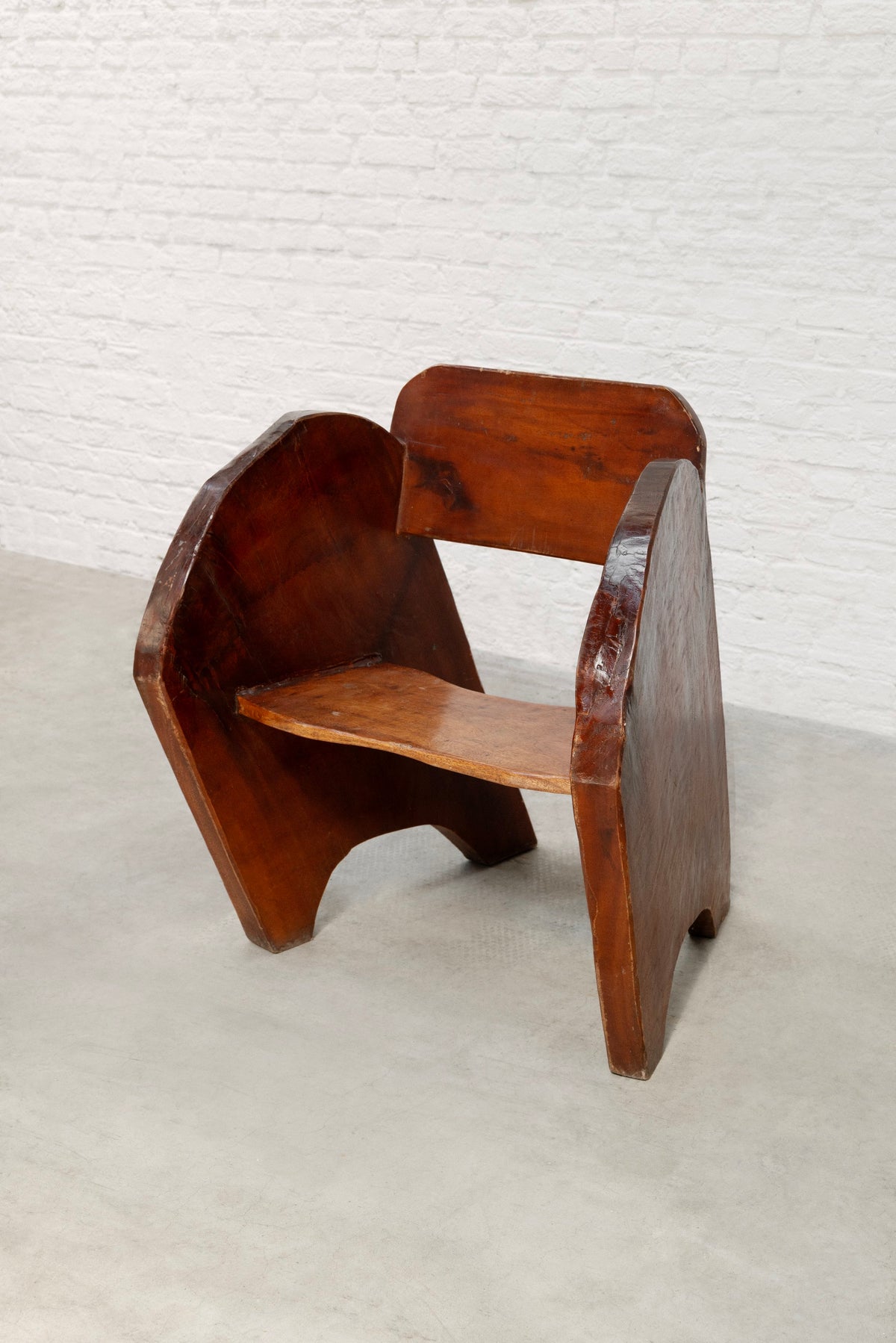 Sculptural Anthroposophical Wooden Armchair, circa 1940s — close-up