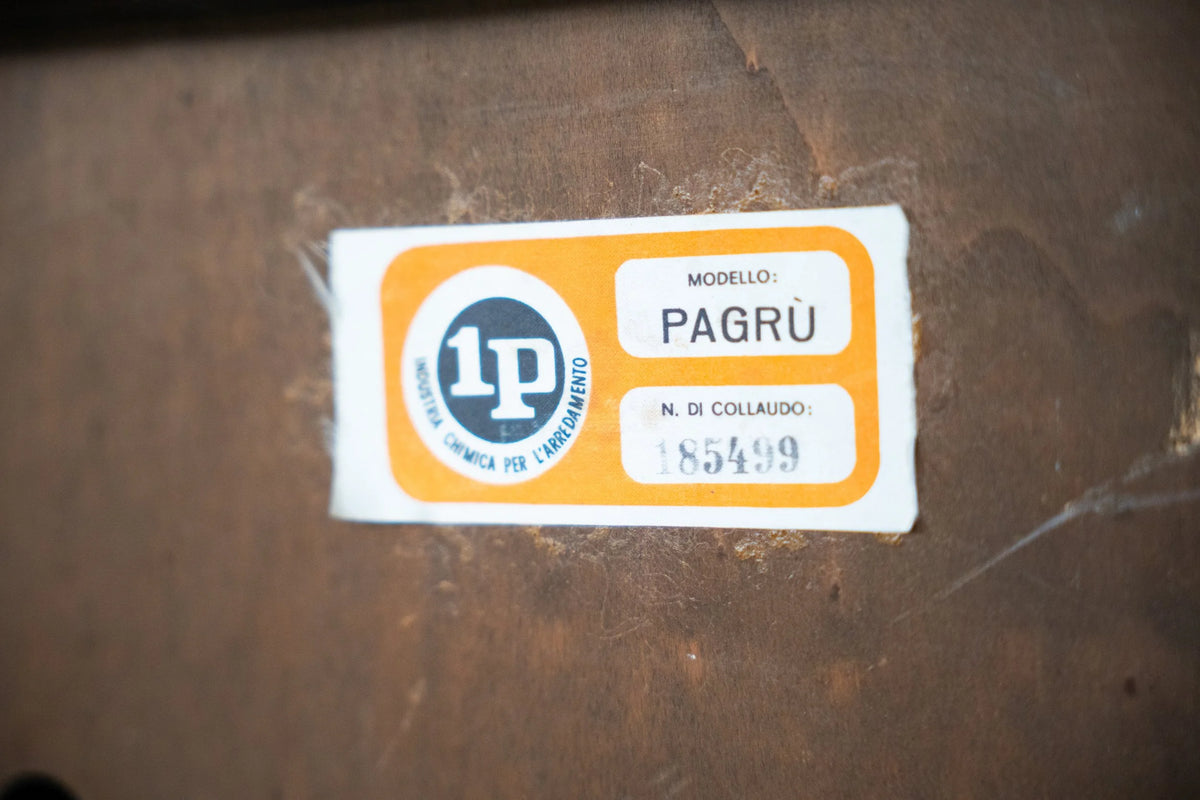 Pagru Lounge Chair by Claudio Vagnoni for 1P — close-up of product label on wood