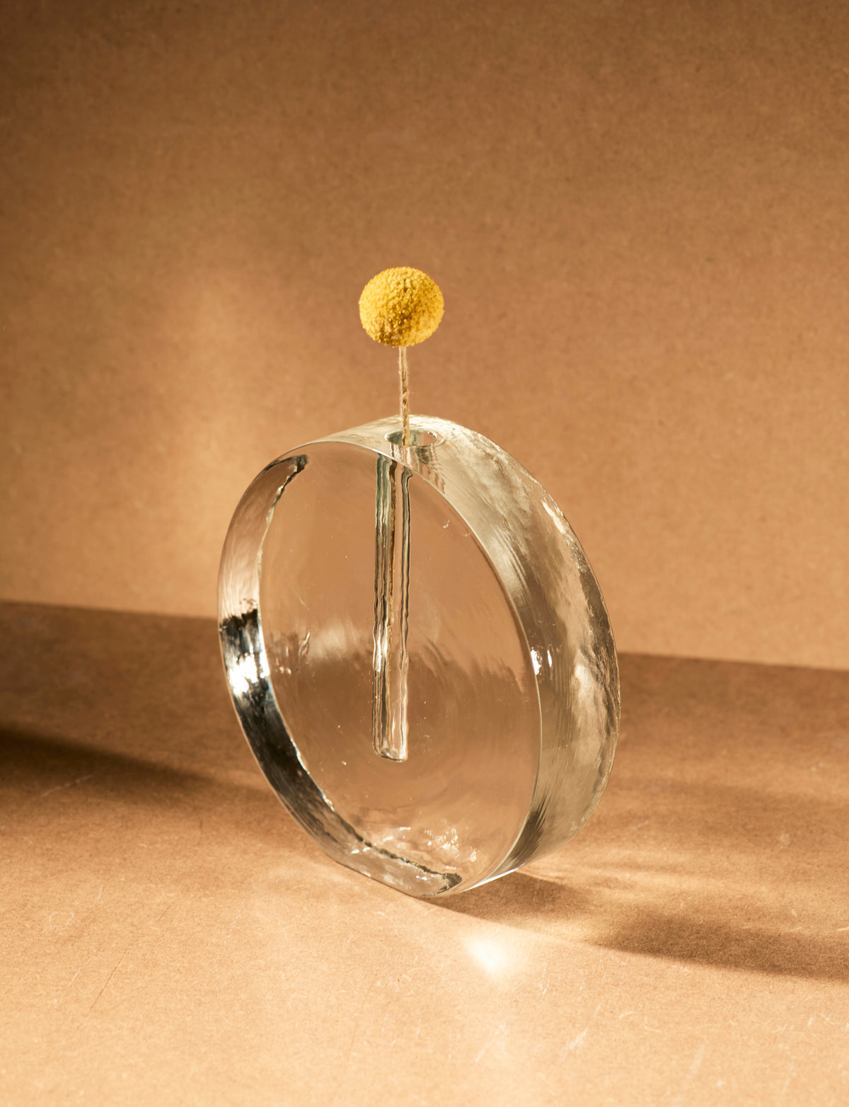 Vintage Scandinavian Clear Vase in Glass — top view highlighting circular design