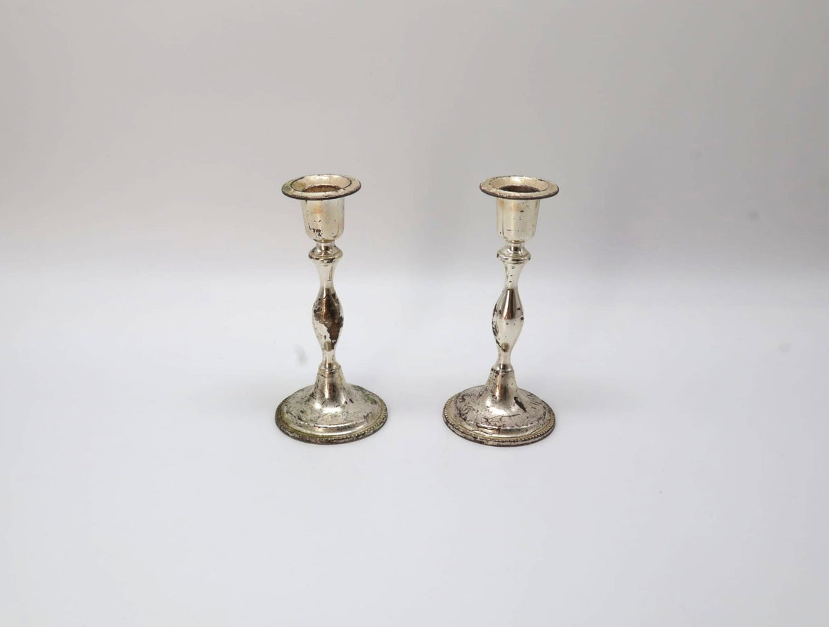 Pair of Vintage Silver-Plated Candlesticks – West Germany (c. 1950-1960) by Forma Finds | The Oblist
