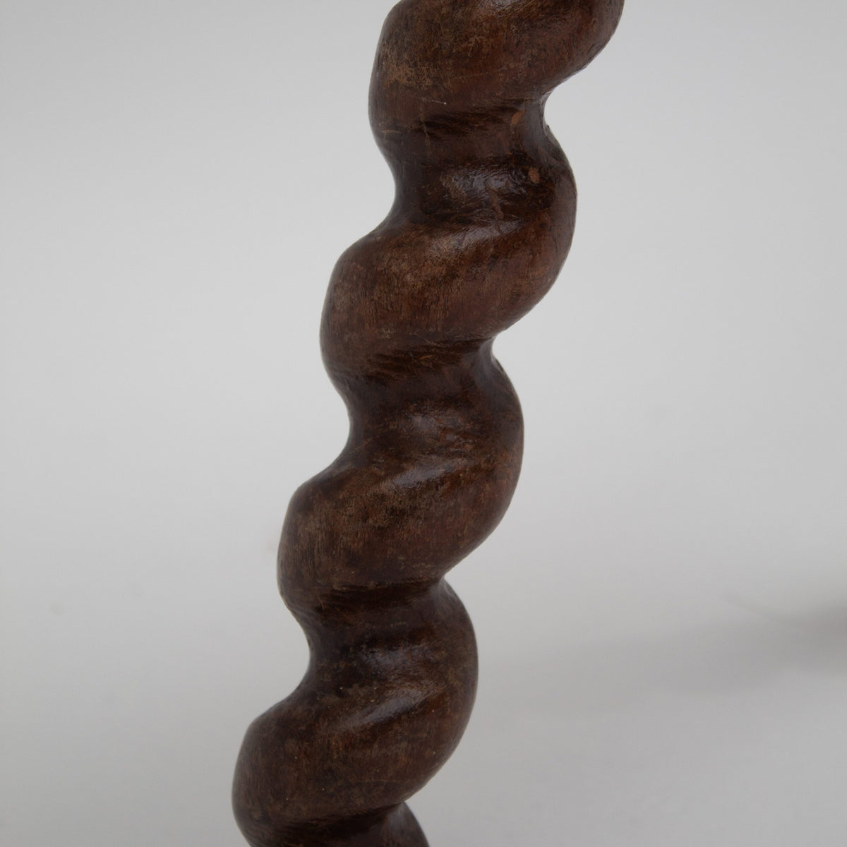 Set of 4 Primitive Oak Stools with Spiral Legs — in context