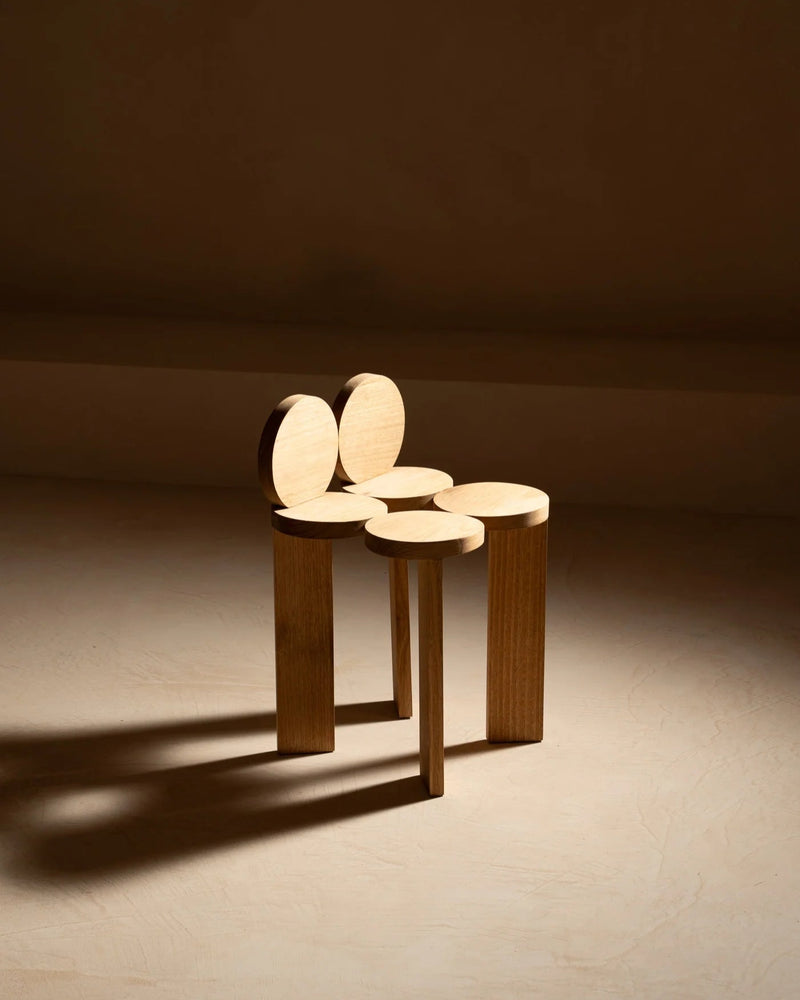 Cadeira 1 wooden chair with circular backrest by Policronica