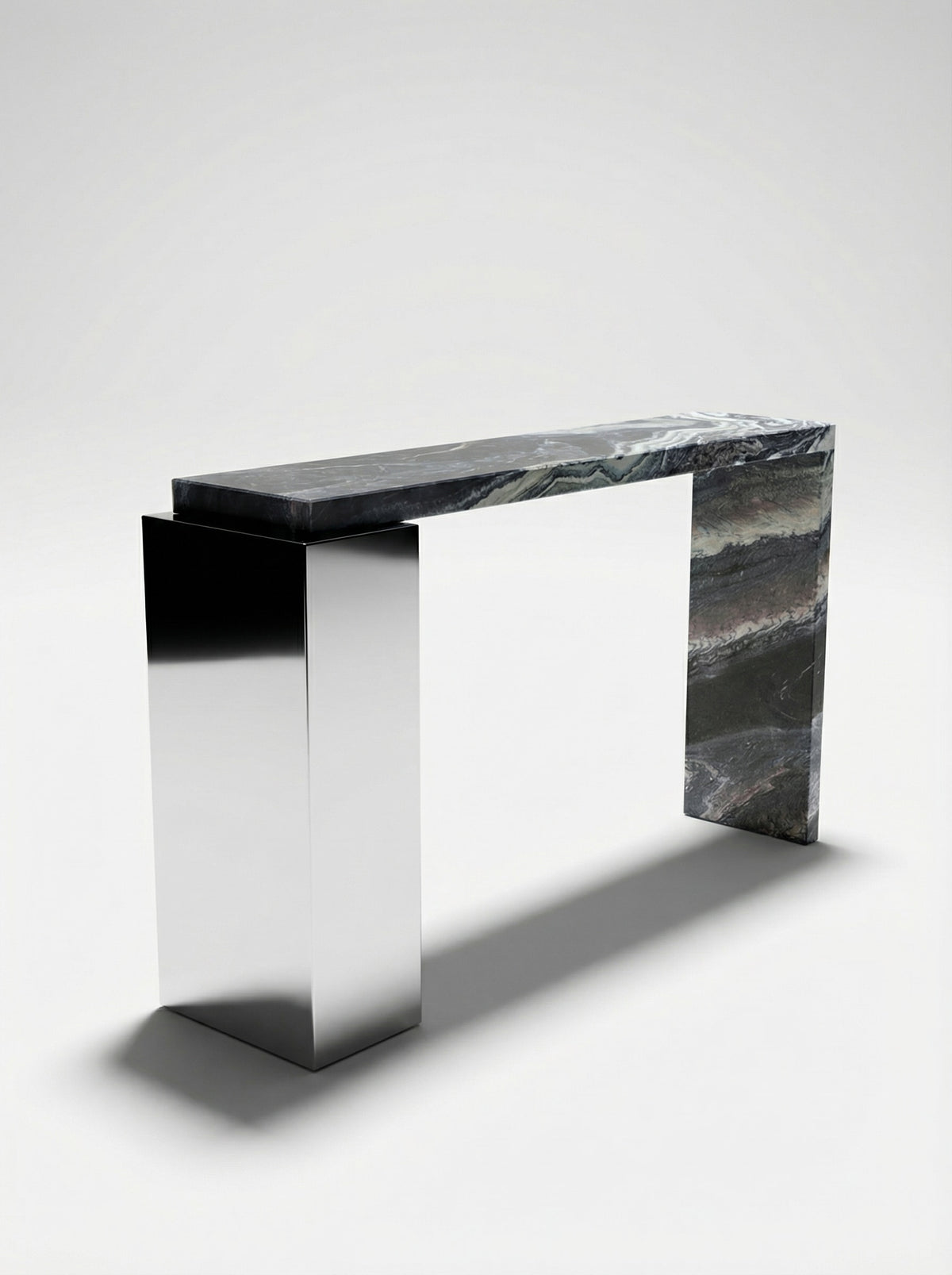 Jill Console Cipolino Marble & Inox — side angle