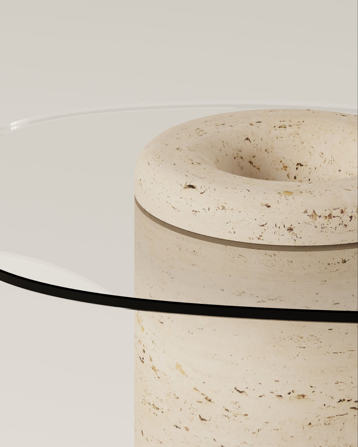 UUFO' End Table — side angle of textured stone base