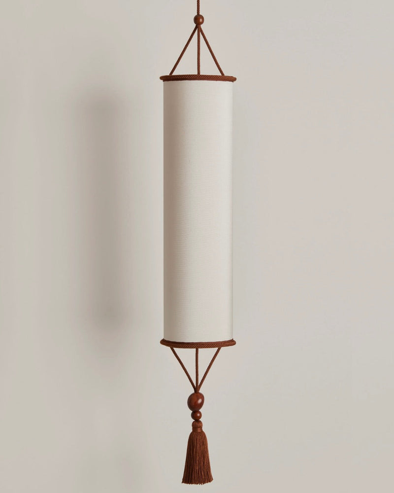 Betty Pendant Lamp by HAUVETTE & MADANI | The Oblist — fabric shade, warm tones