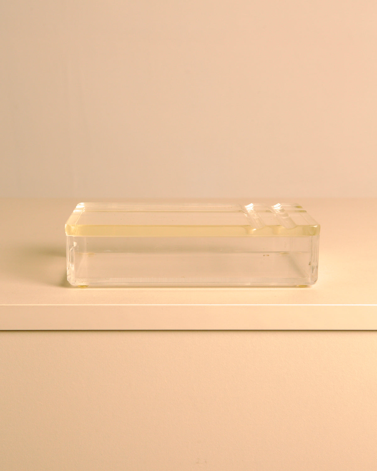 Italian rectangular box in patinated plexiglass, 1970s — detail view