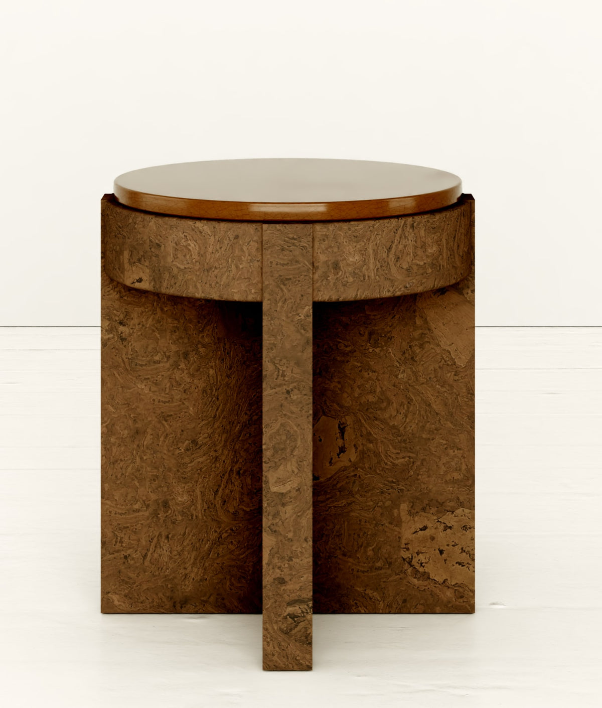 Meï 08 - Bed side table — front view with brown textured surface
