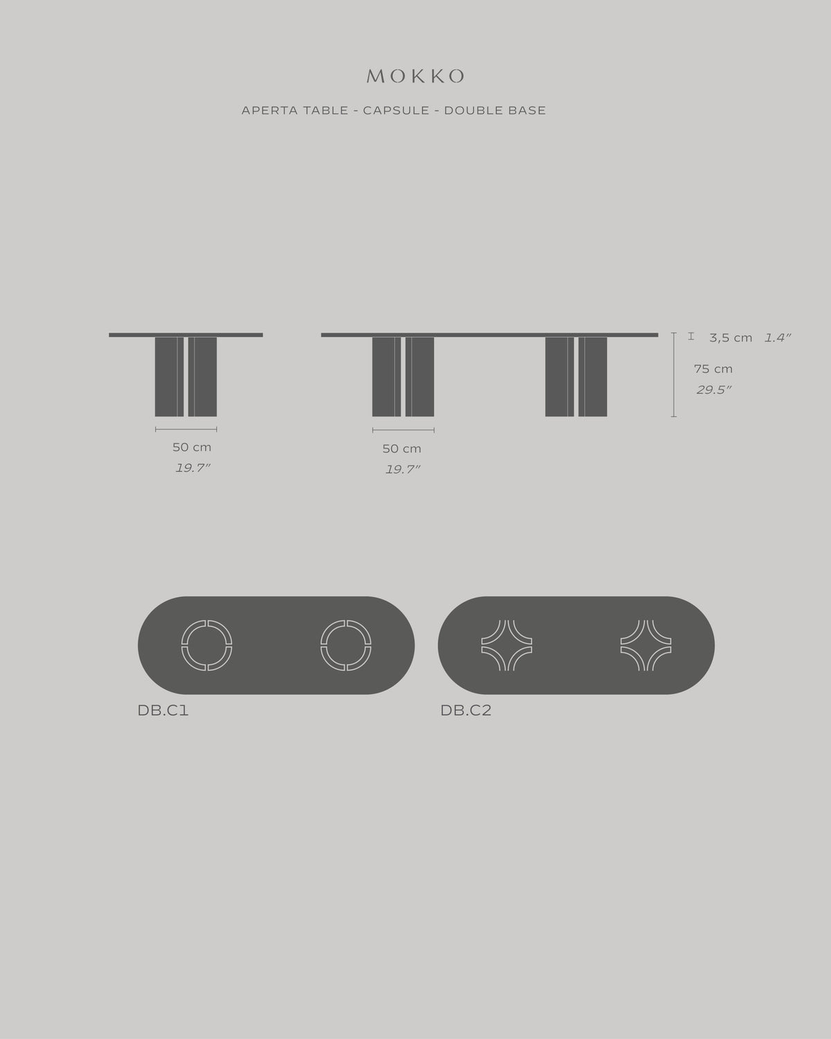 Aperta Table - Capsule - Double Base — close-up