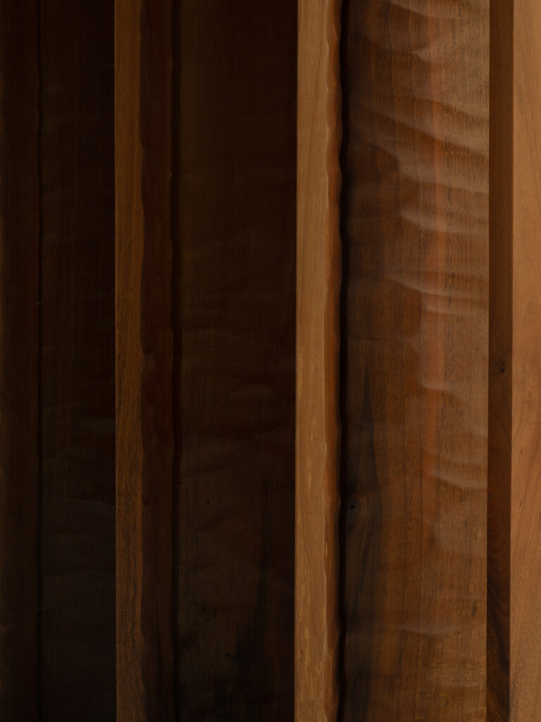 Large Perception Mirror — back view highlighting rich wood grain