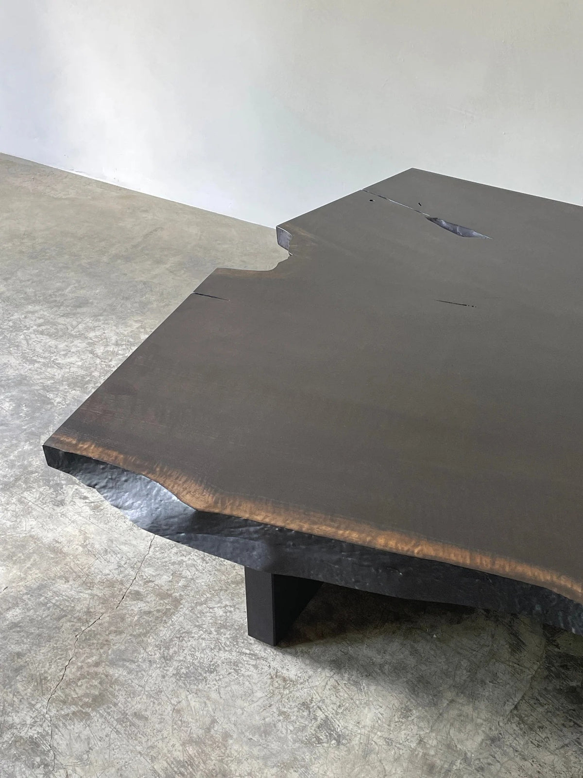 Walnut Slab Low Table — close-up of dark wood surface detail
