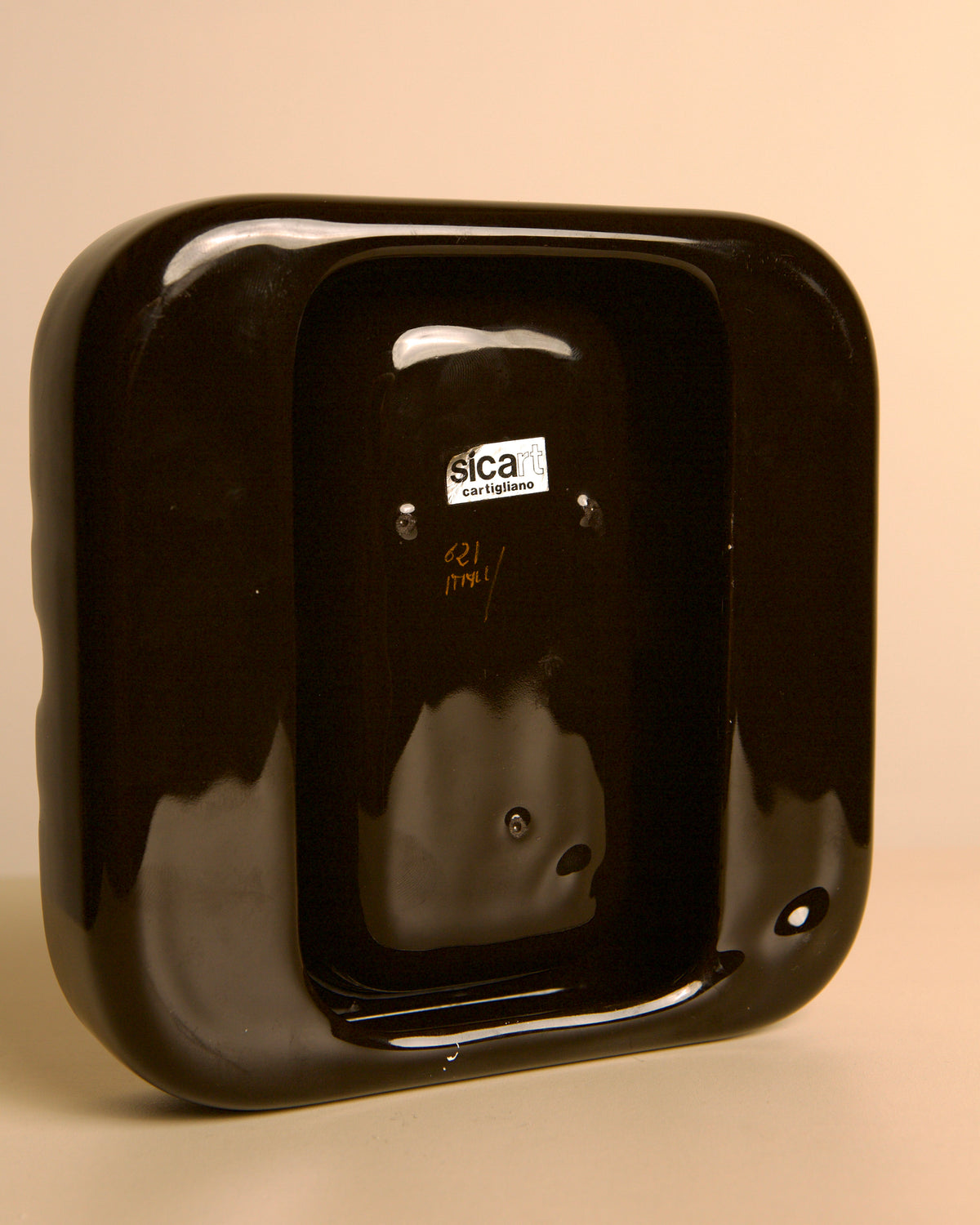 Italian Brown Ceramic Ashtray by Sicart Cartigliano, 1960s — close-up