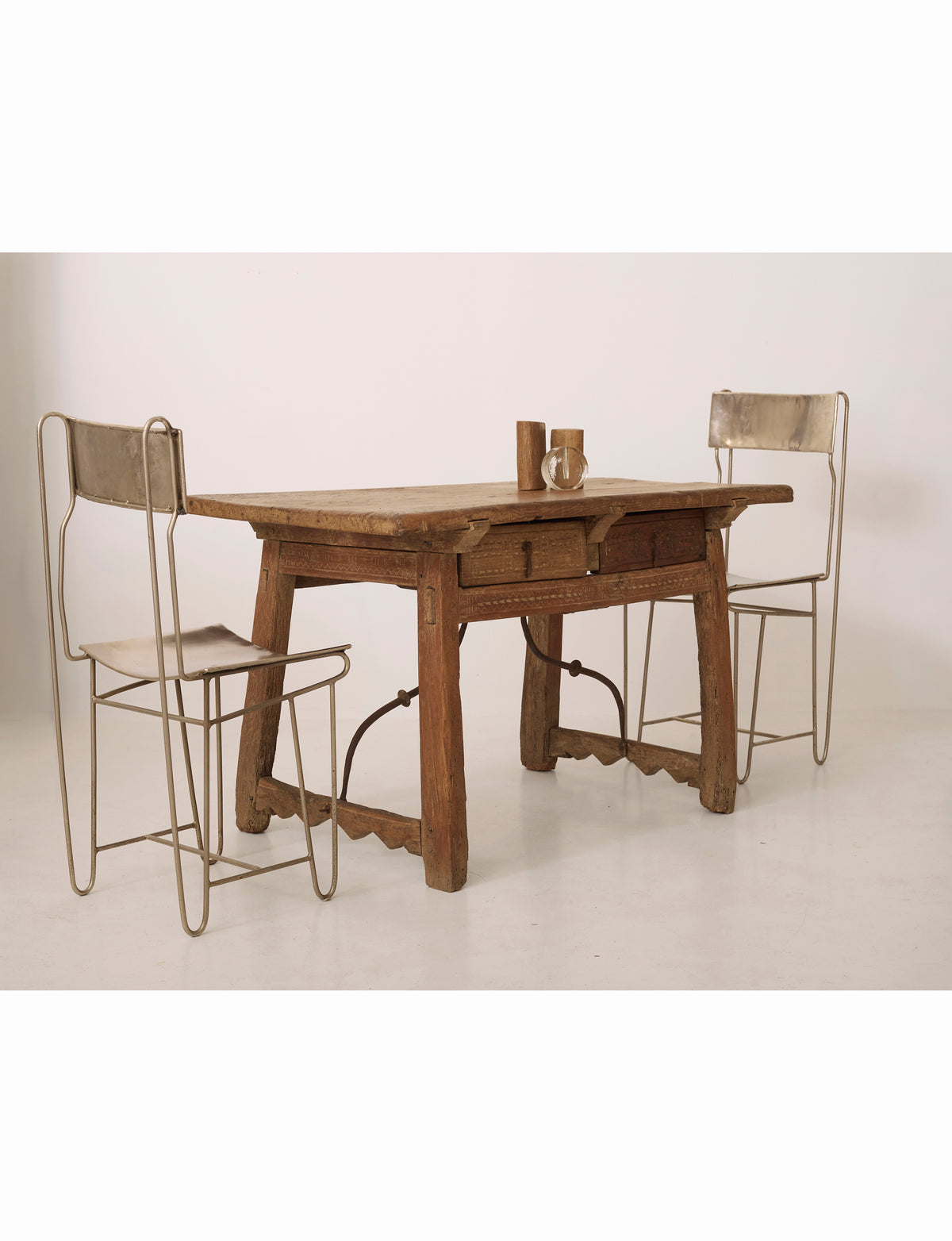 Spanish Folk Vernacular Table From The 17th Century — back view showing rustic wooden structure
