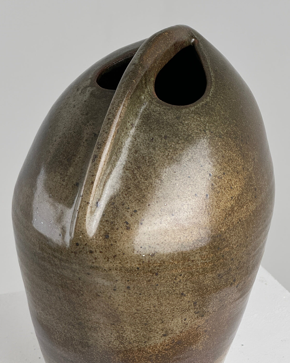 Stoneware vase Saint-Philibert sculptural form with spout detail