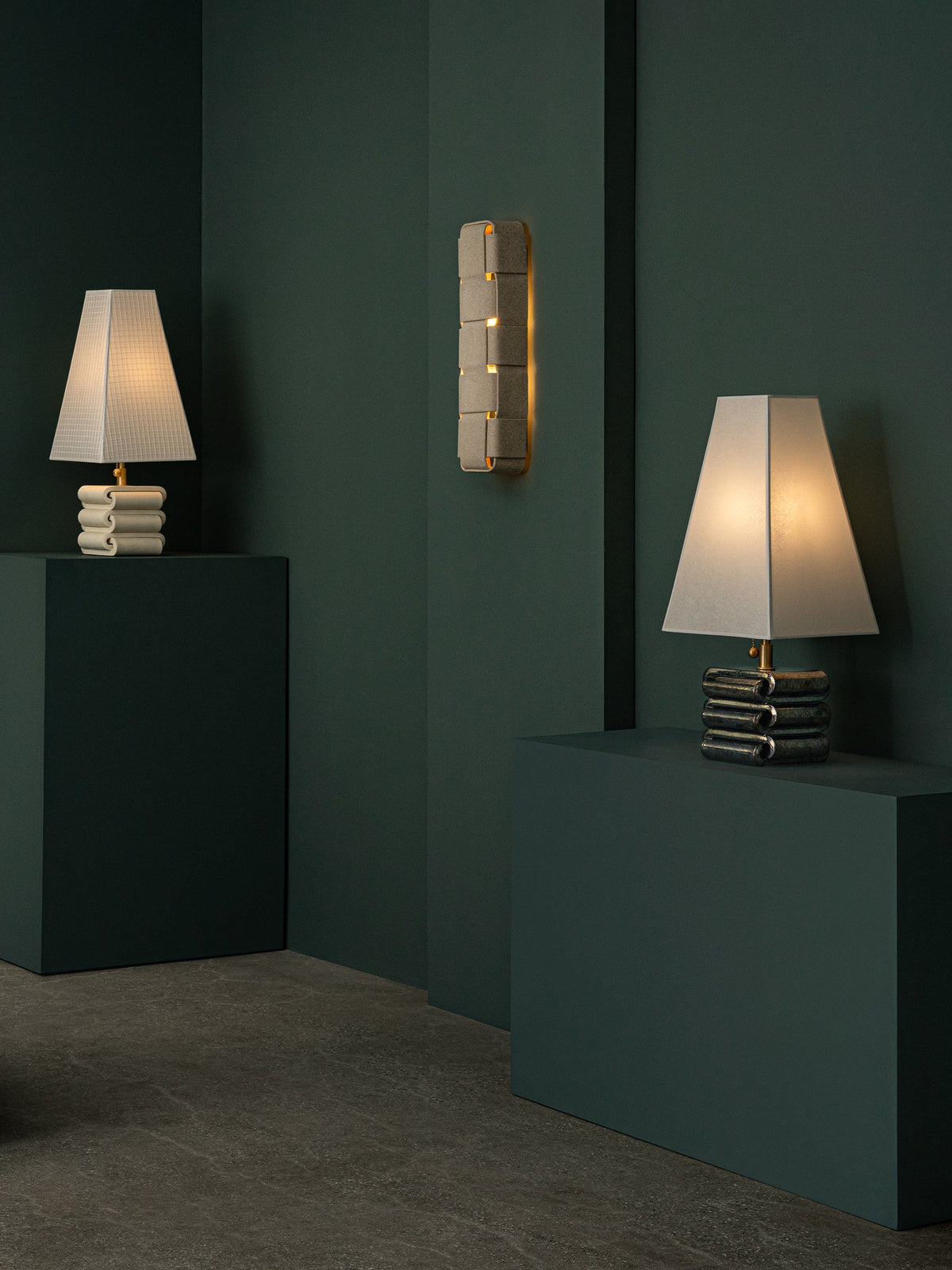 Gio Table Lamp,  Bone / Faint Green Shade — in context