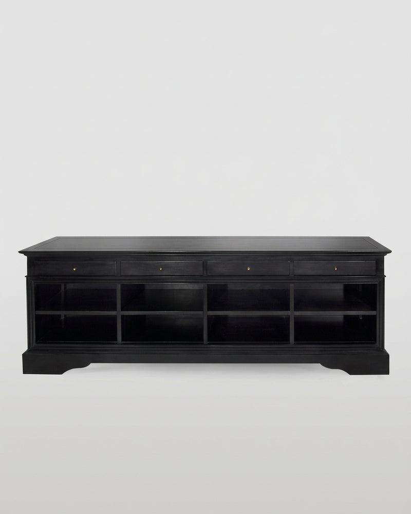 Contemporary Black Solid Wood Media Console and TV Cabinet with Storage Drawers by Ebanisteria Roberto Gambella