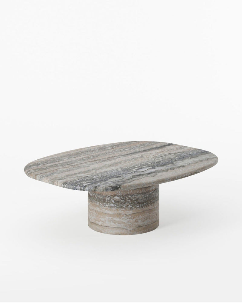 Circa Coffee Table in Silver Travertine — lifestyle setting