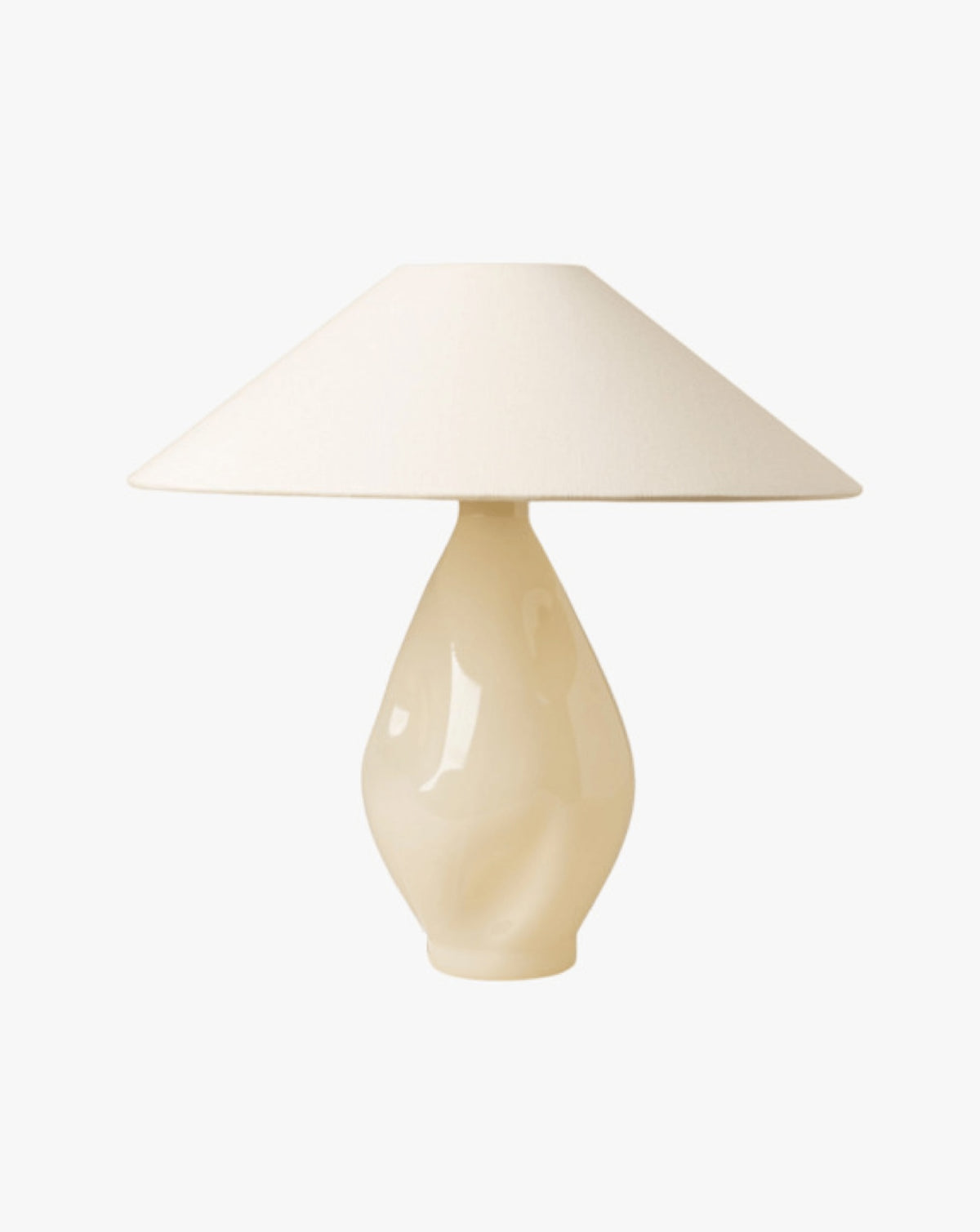 Beige conical glass table lamp with sculptural base, Los Objetos Decorativos