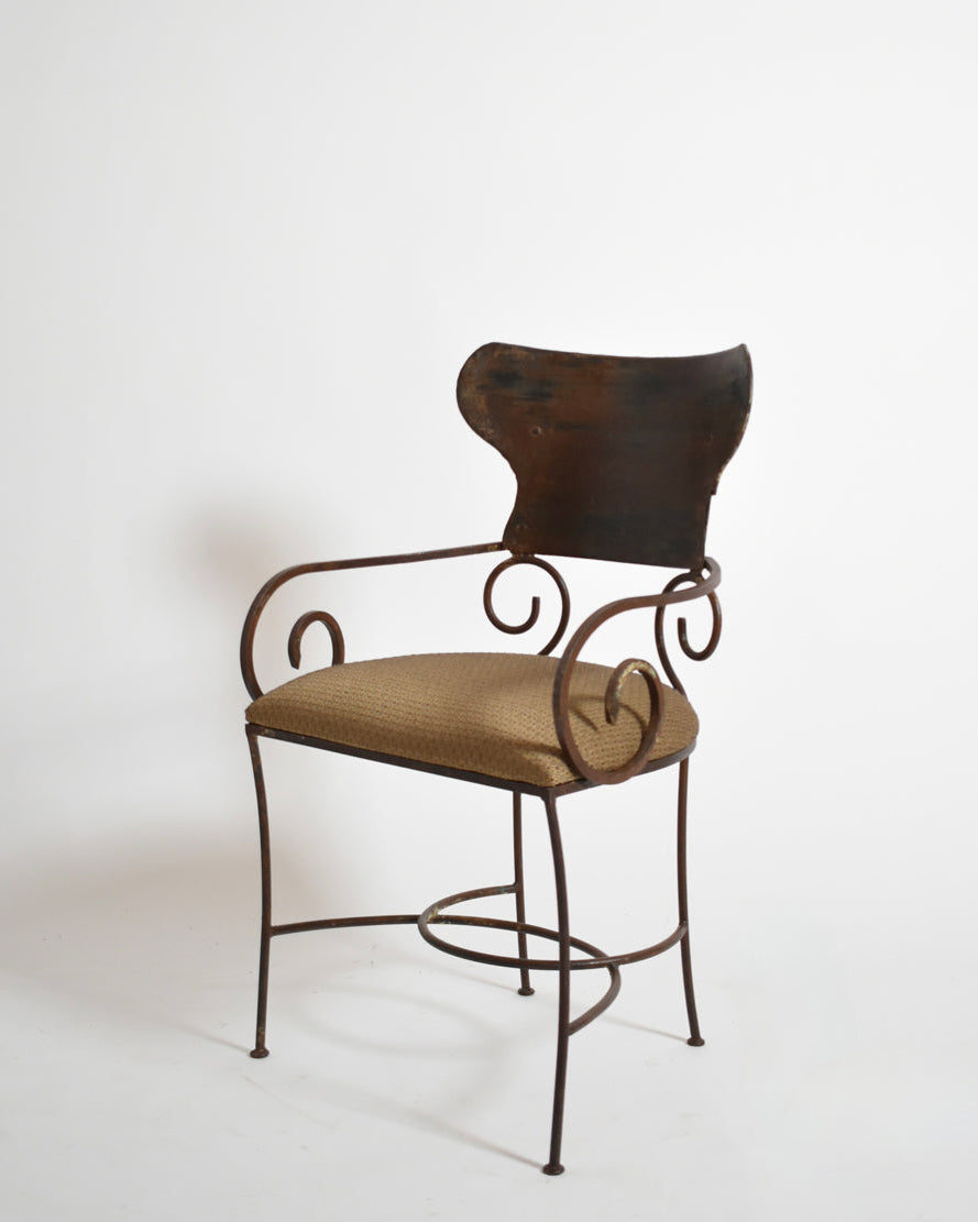 Pair of Antique Style Wrought Iron Armchairs, XIXth c. — detail view