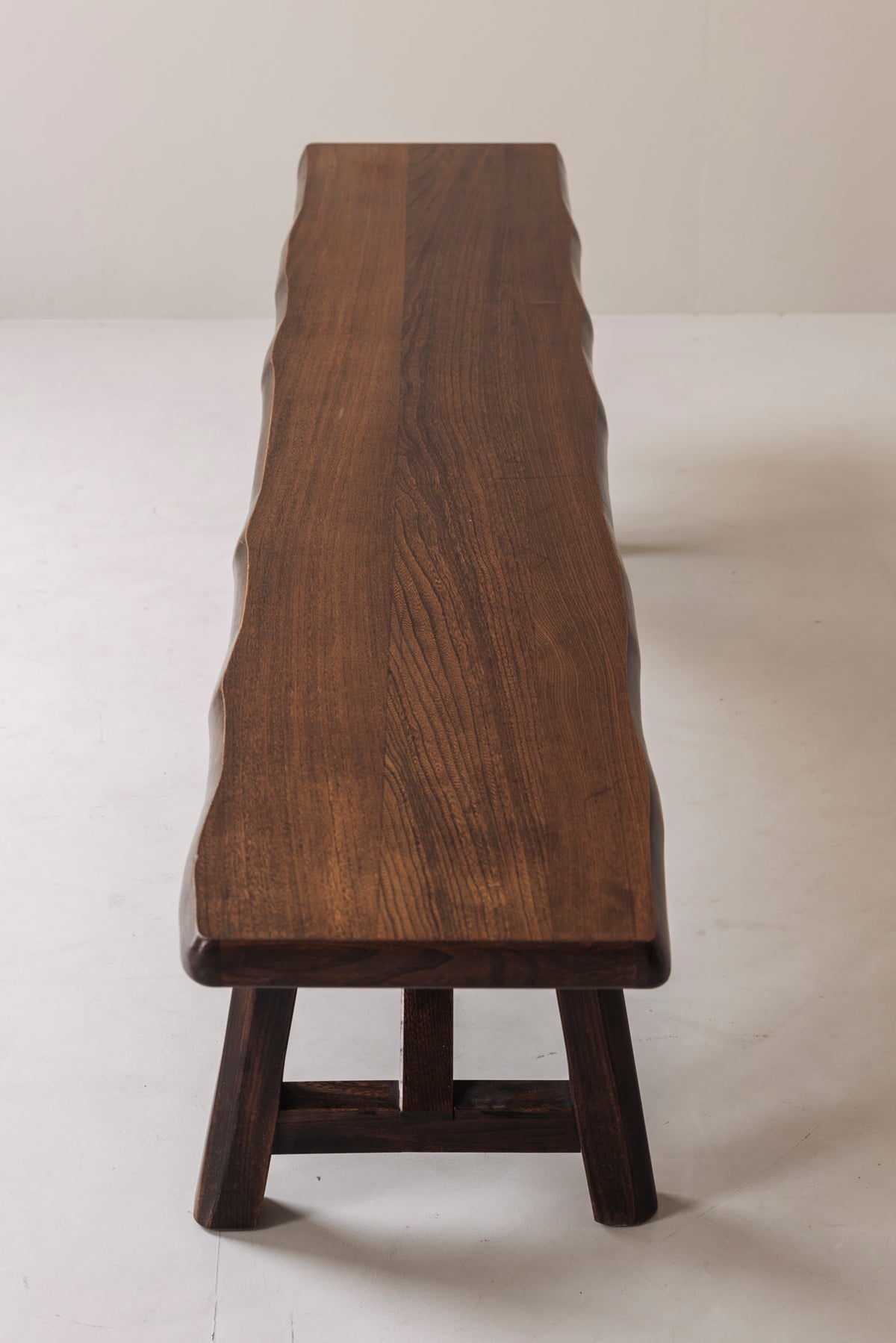 Sculptural Bench in Solid Elm by Aranjou, France, 1960s — alternate view