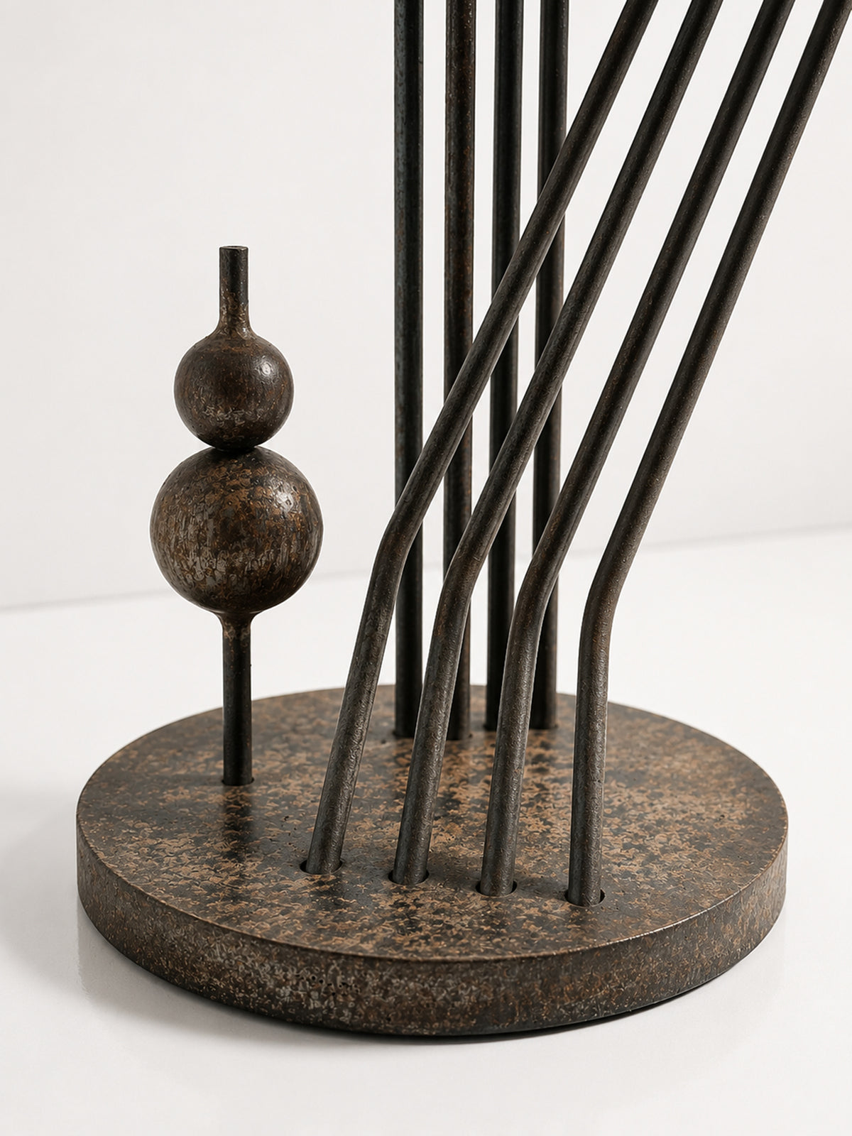 Large Brutalist Sculptural Metal Candlestick - 1960s — side angle