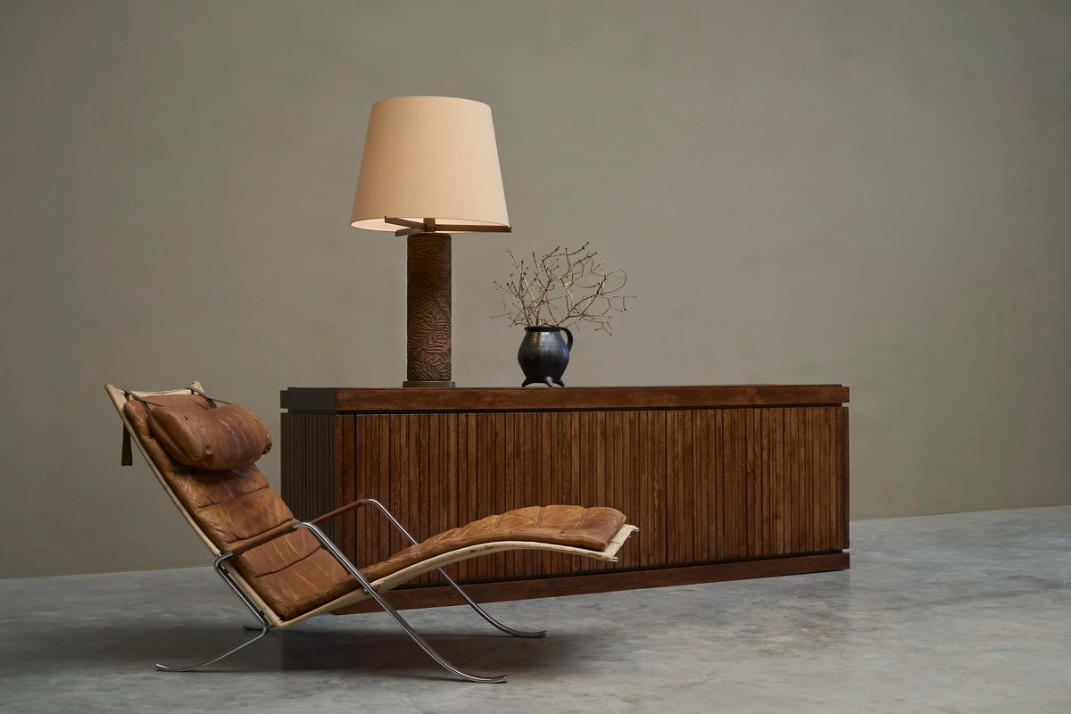 Exceptional and Unique Freestanding Sideboard in Solid Oak, Belgium, 1970s — side angle