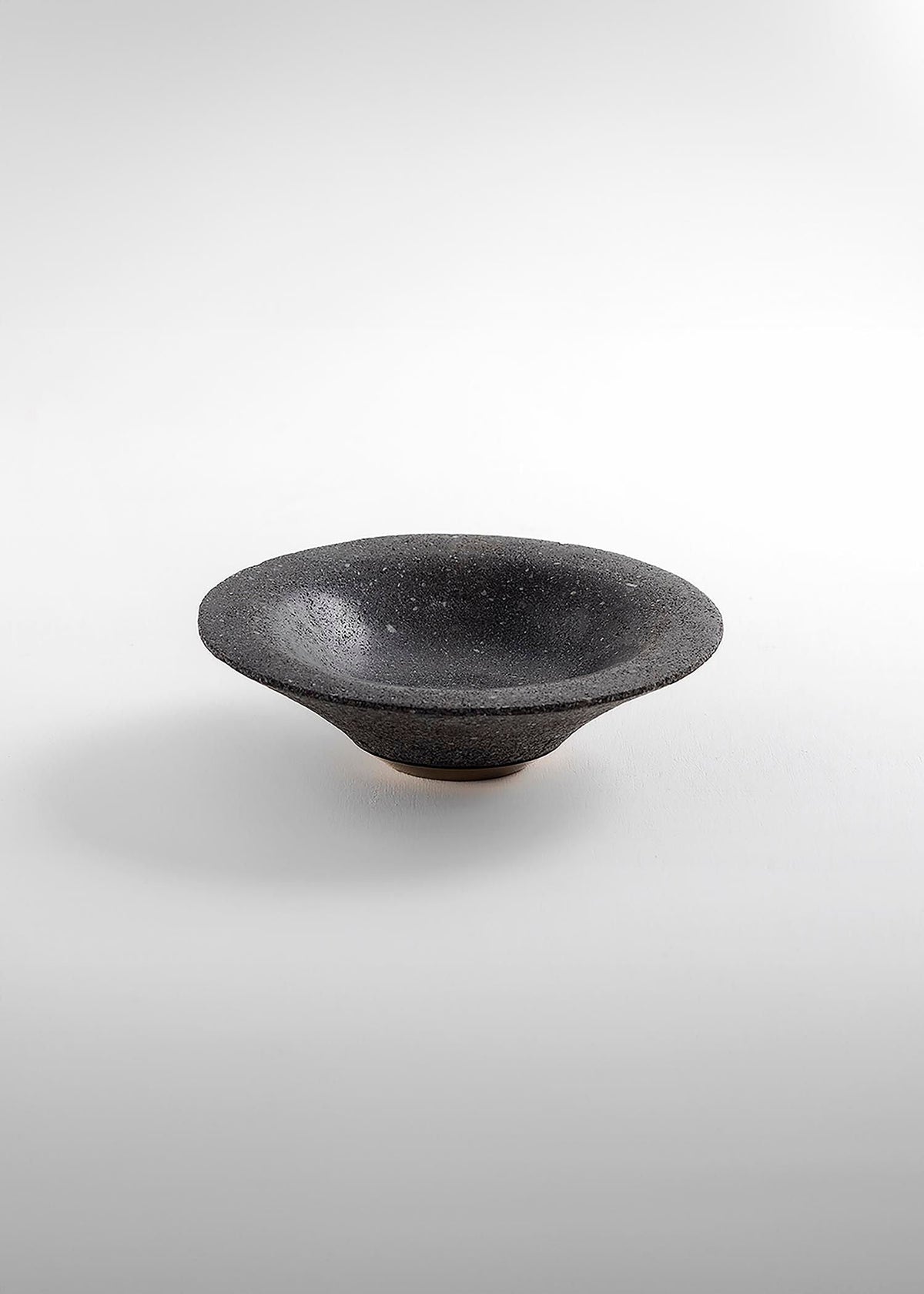 CHIMBORAZO Decorative Volcanic Stone Bowl with Aged Bronze Detail — side angle