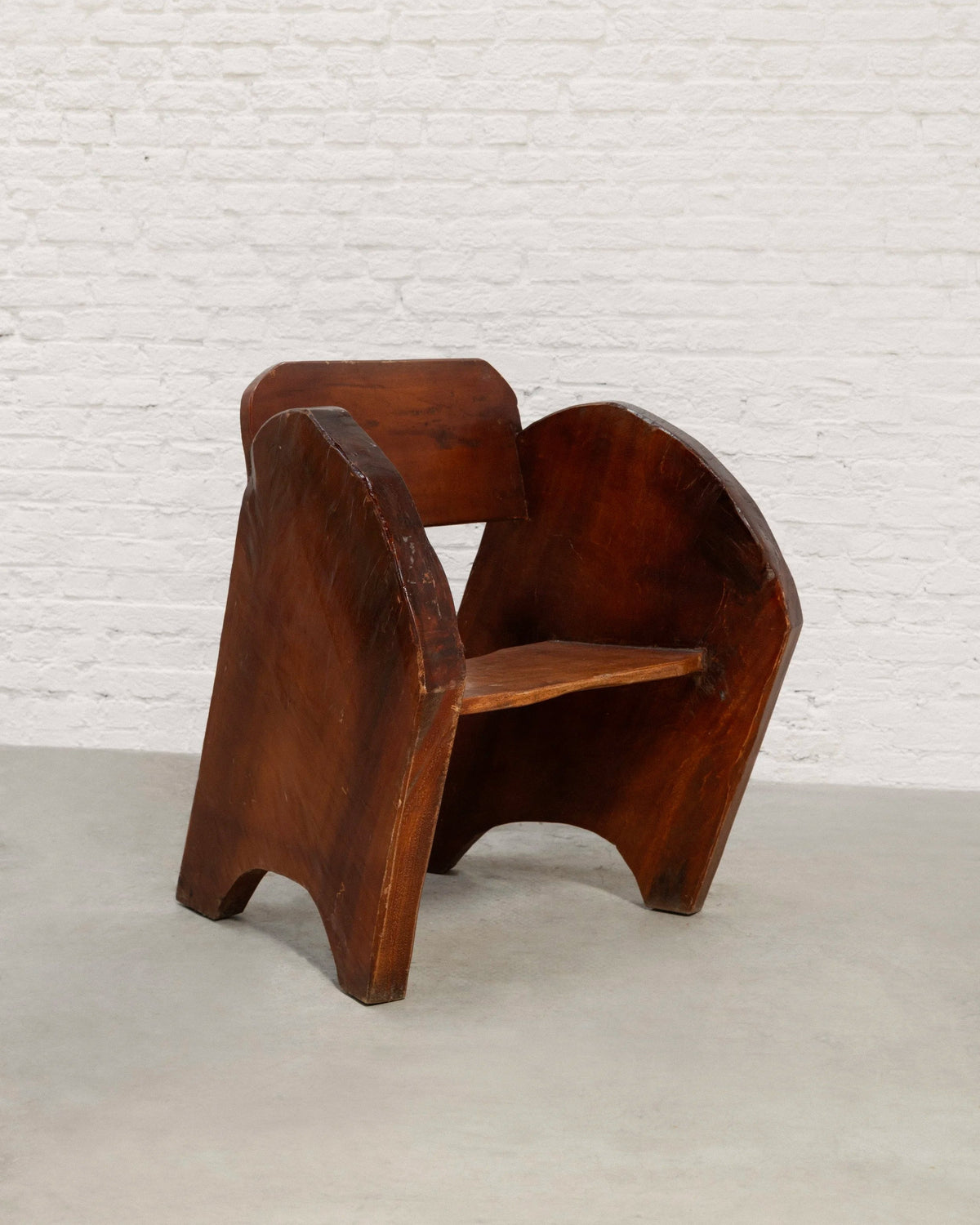 Sculptural Anthroposophical Wooden Armchair, circa 1940s — side angle