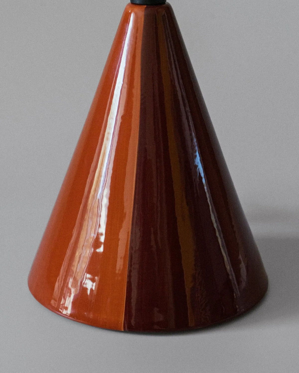 Caterina" Table Lamp - Syrah — side angle of glossy red ceramic base