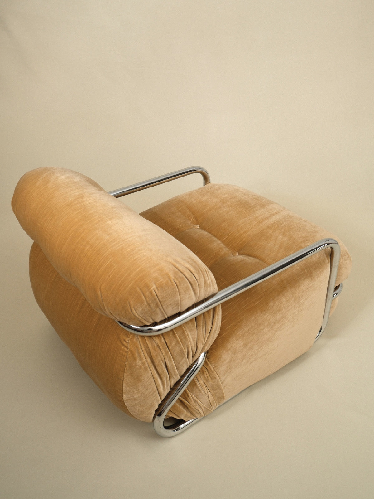 Mario Sabot Lounge Chair - Beige Velvet — in context