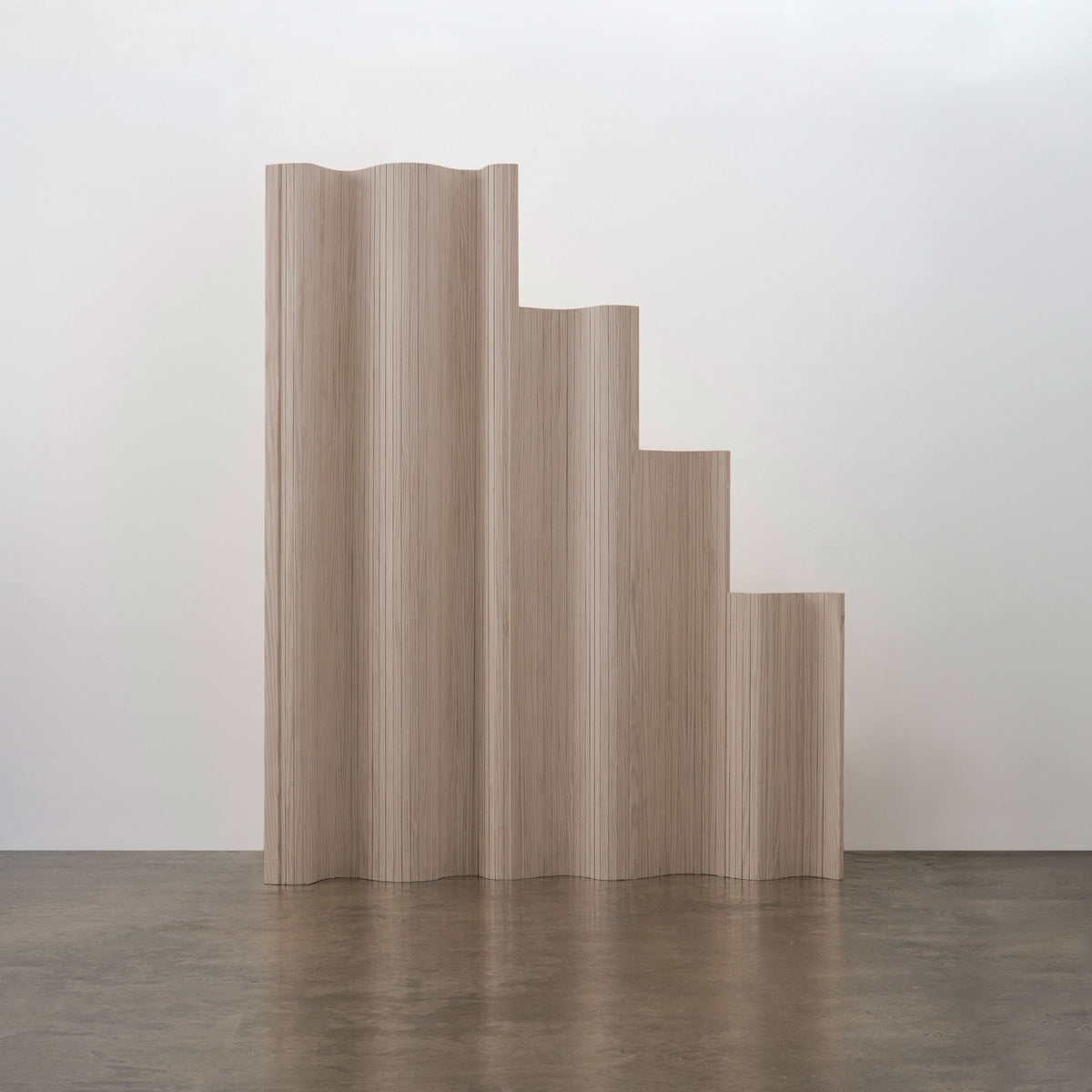 Tambour Screen in White Pine by Tom Roberts — top view showing wavy wooden panels