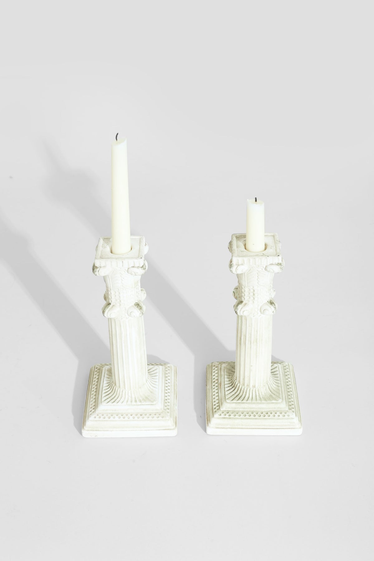 Neoclassical Ceramic Candleholders — side angle