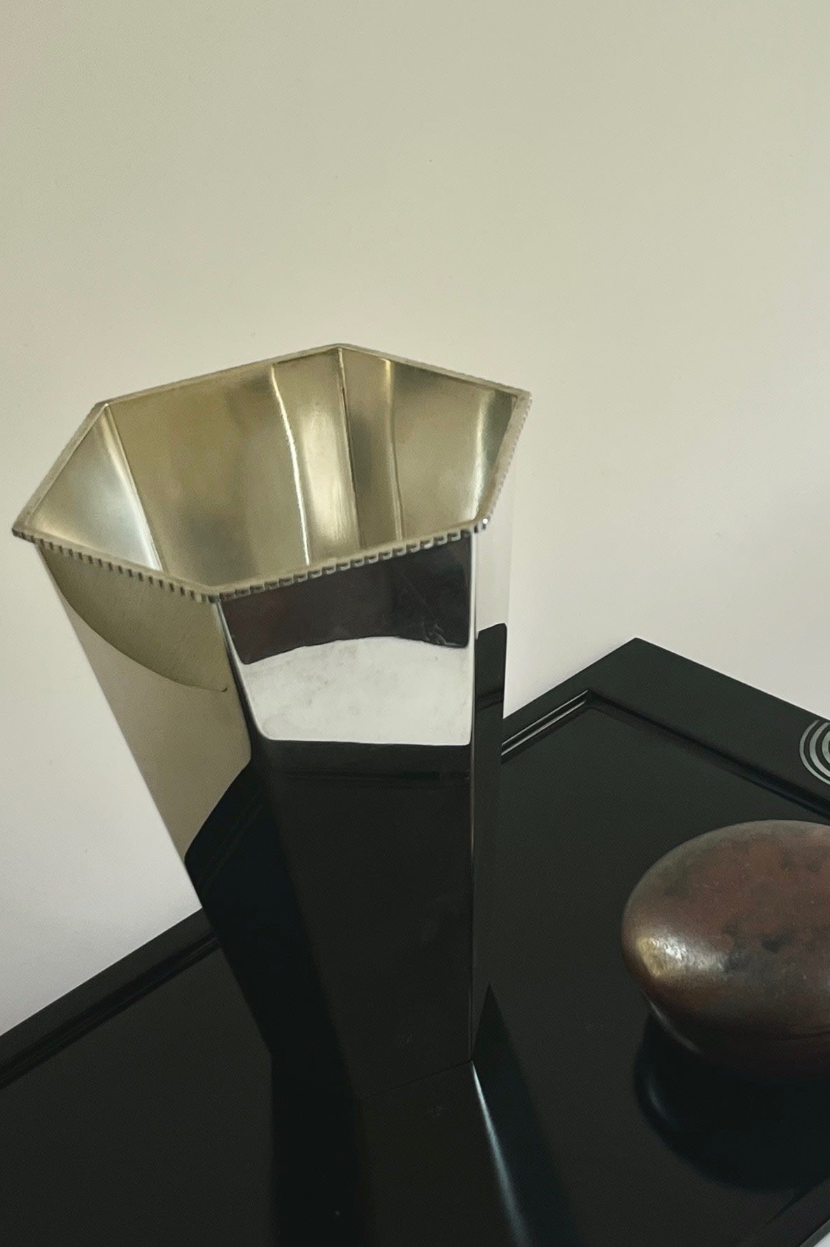 Tage Göthlin silver vase angular geometric design detail view