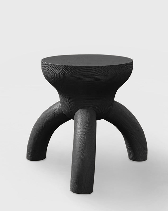 ELEMENTOS Set of Stools, Sandblasted Pine with Black Finish by Daniel Couttolenc | The Oblist — black sandblasted pine materi