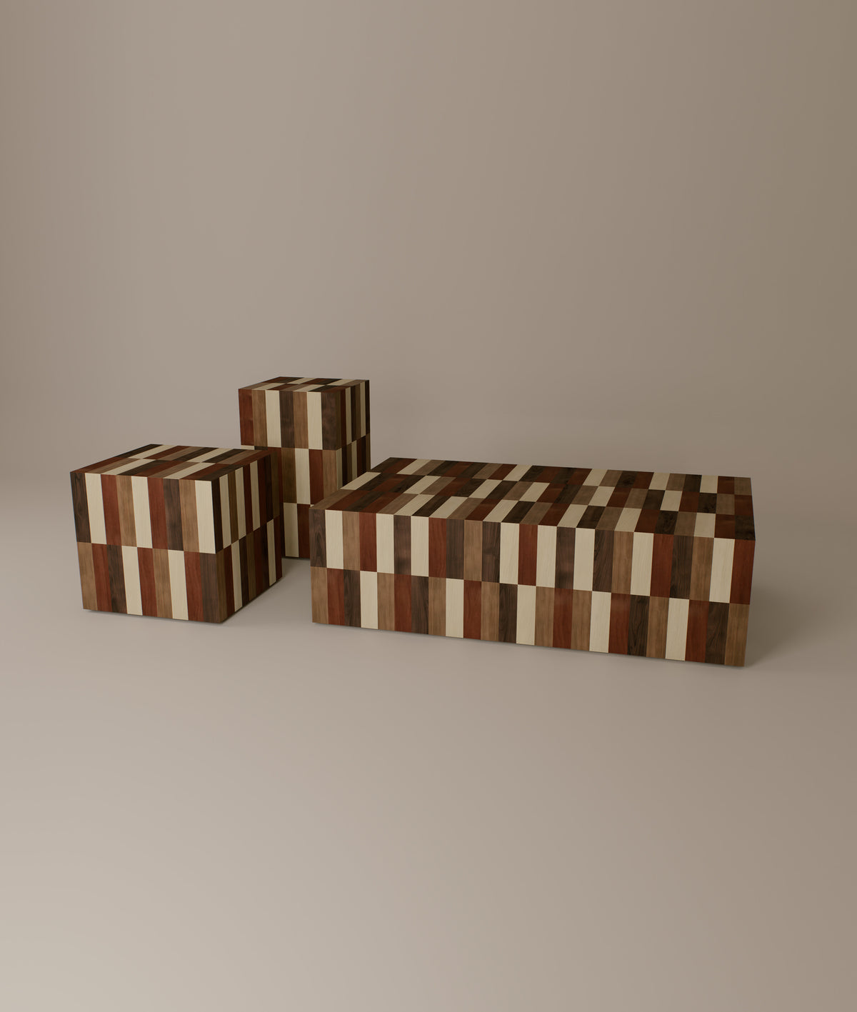 Solid Wood Coffee Table - MORA Series by Daniel Couttolenc, Mixed Exotic Wood Species — detail view