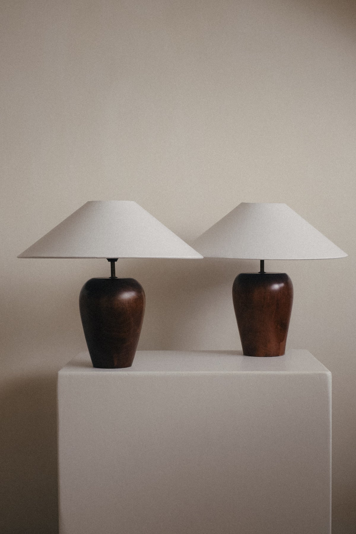 Mid-Century Modern Wooden Table Lamp — side angle
