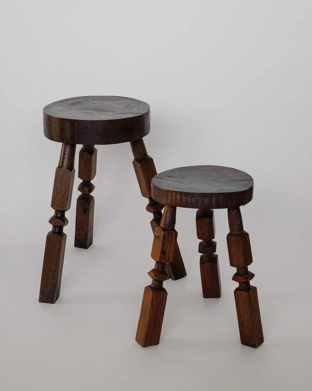 Pair of Mid-Century Rustic Tripod Stools by septembre studios | The Oblist