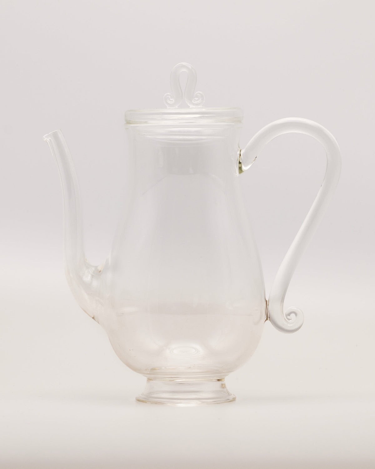 Bell Pot — side view of clear glass teapot