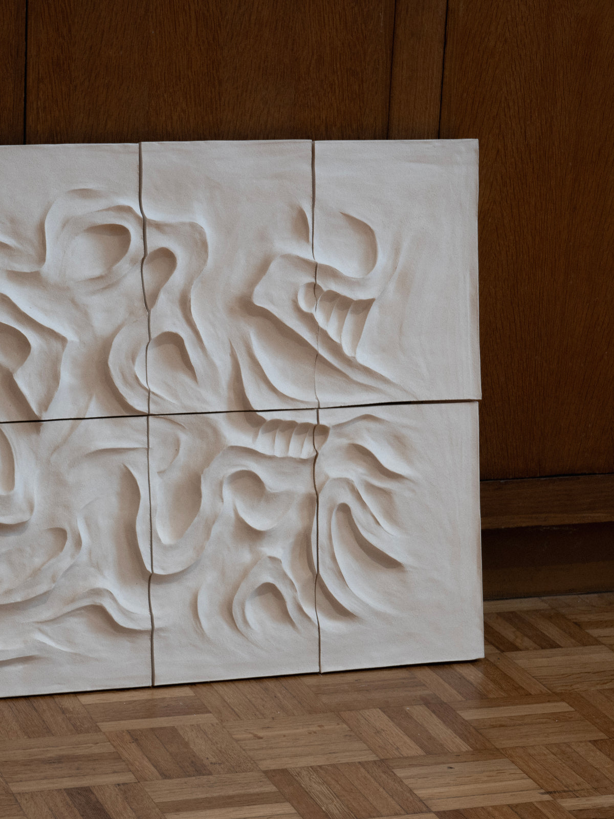 Le Grand Blanc - Wall Sculpture — angled view of textured white surface