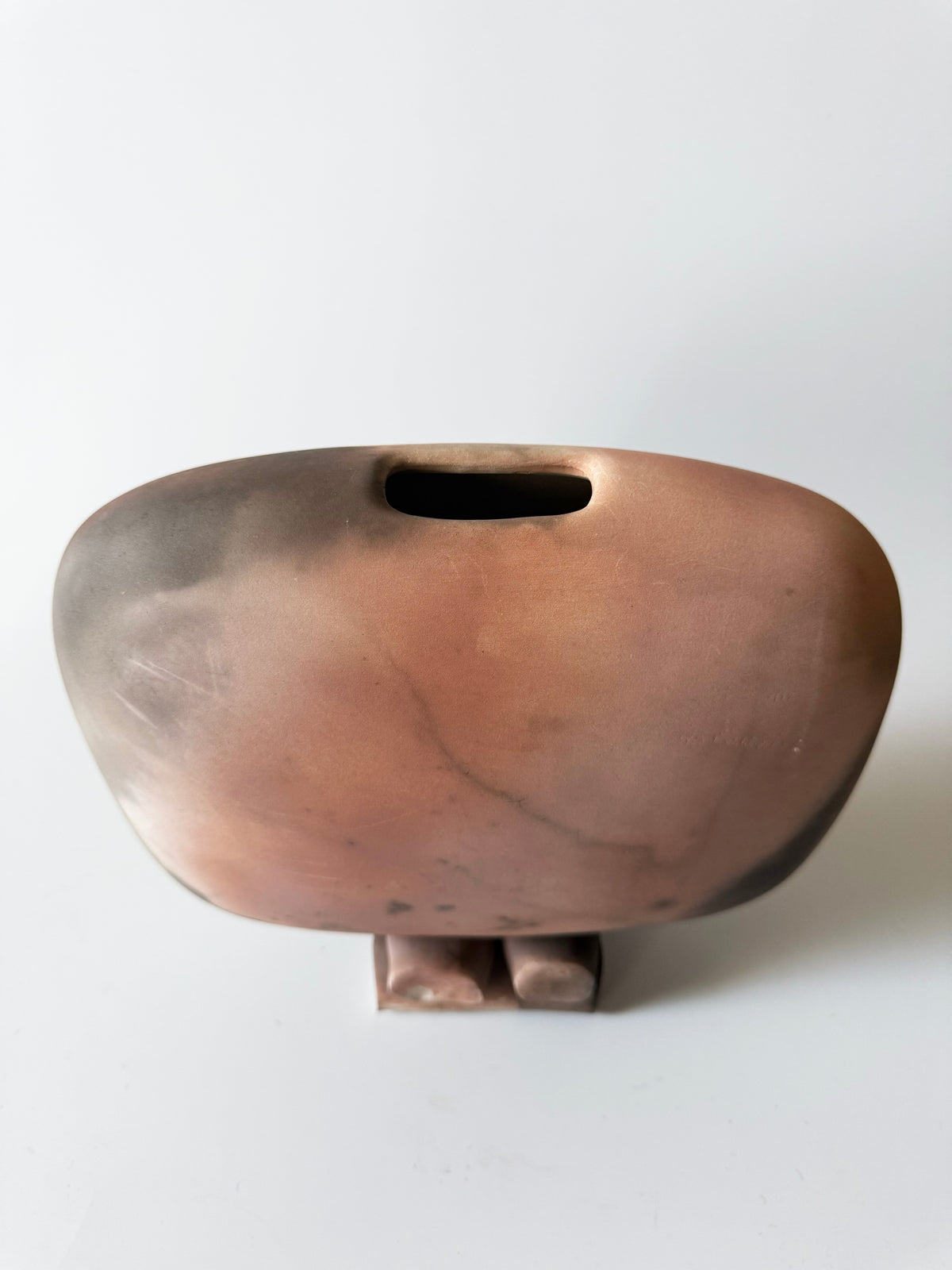 Large Cushion Style Raku Vessel — detail view