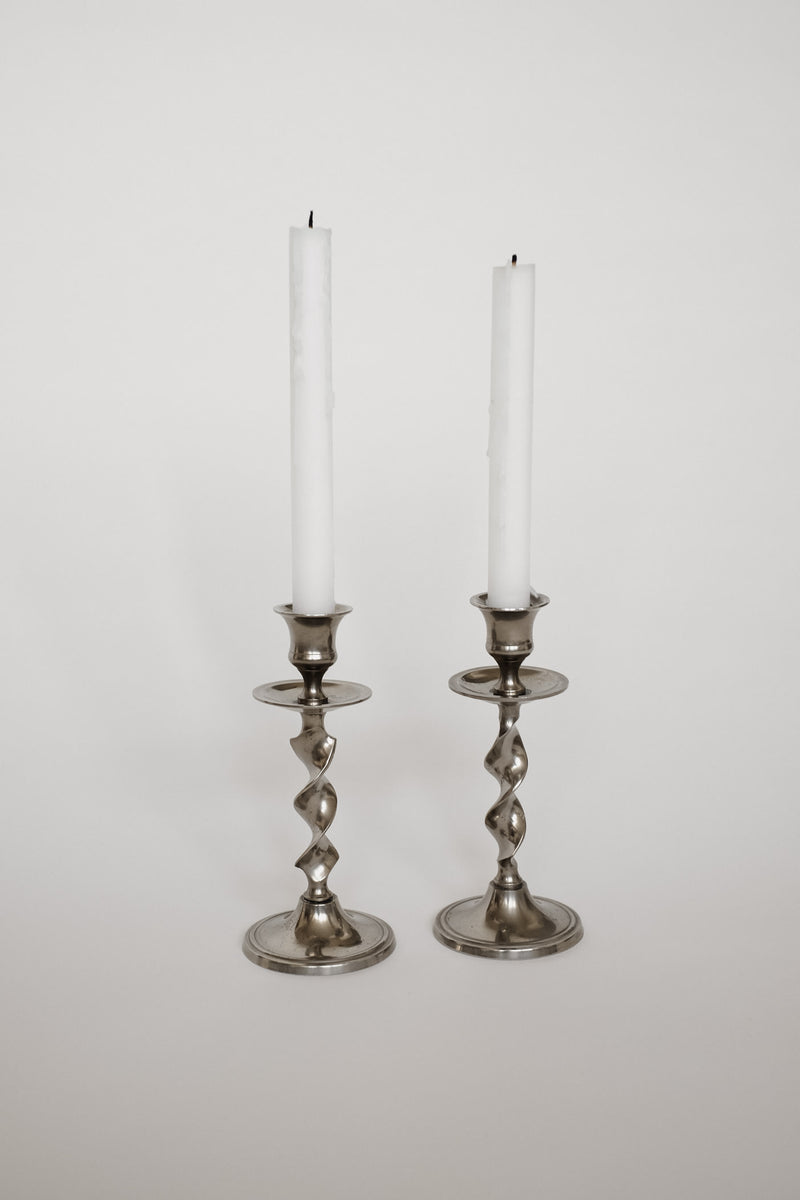 Set of 2 Elegant Vintage Twisted Candlesticks — lifestyle setting