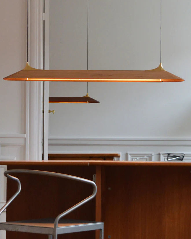 Mernøe No. 1 copper pendant light 150cm over wooden desk