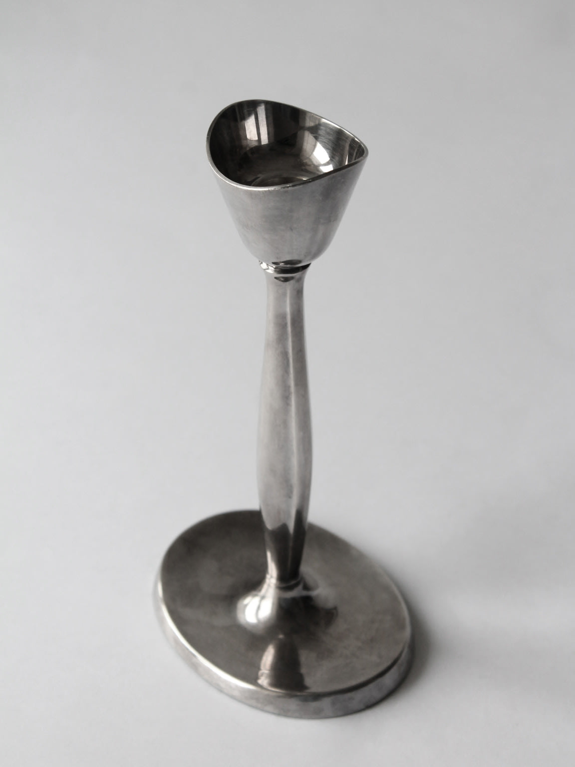 Close-up view of Cohr silver plated candlestick Denmark 1960s